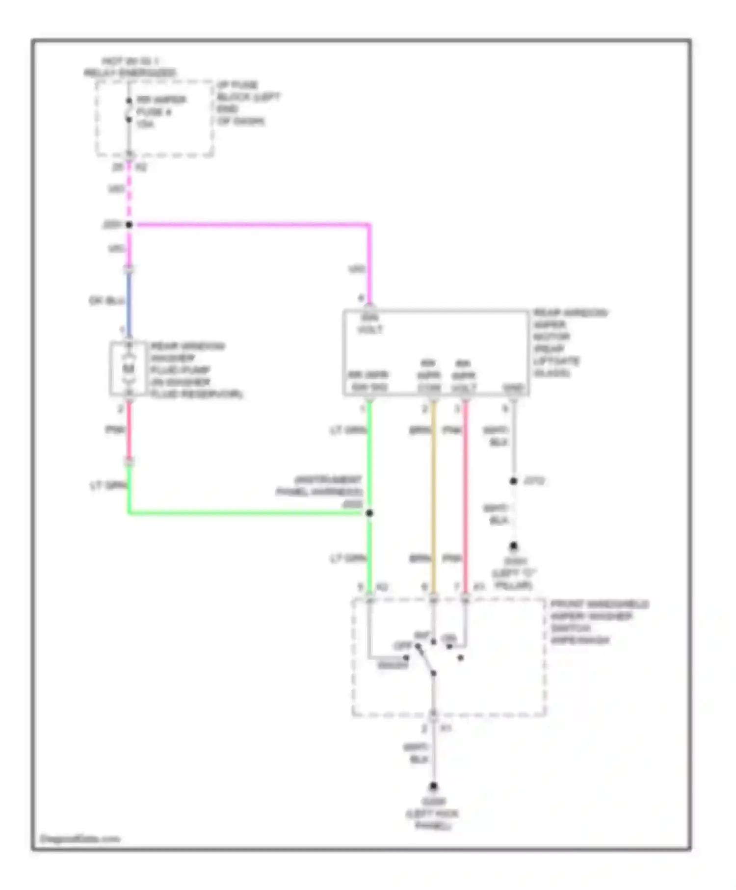 Vibe Pontiac II (2008-2010): Rear washer/wiper circuit