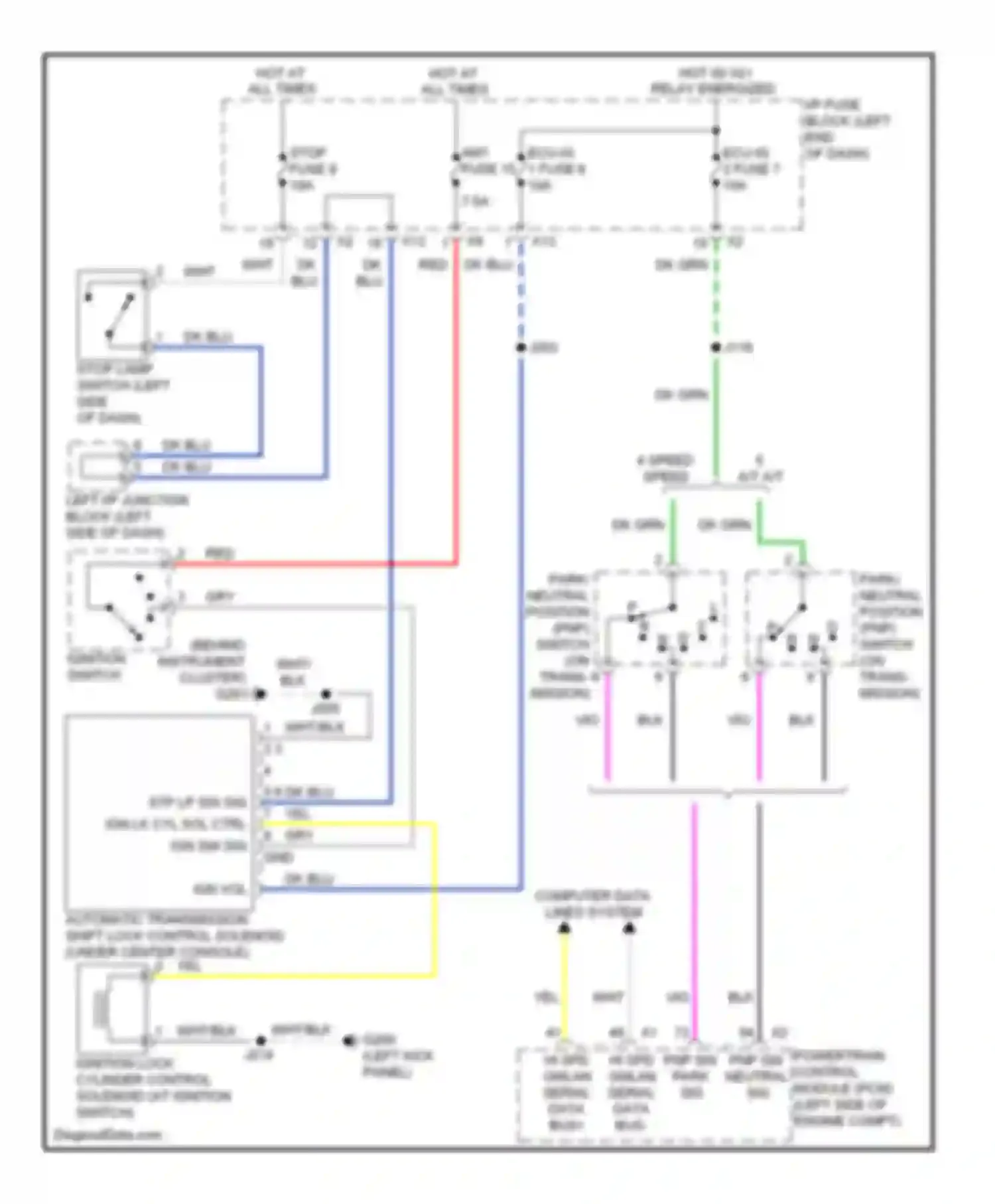 Wiring diagram 4 speed 5 speed a/t a/t for Pontiac Vibe II (2008-2010) (1 of 1)