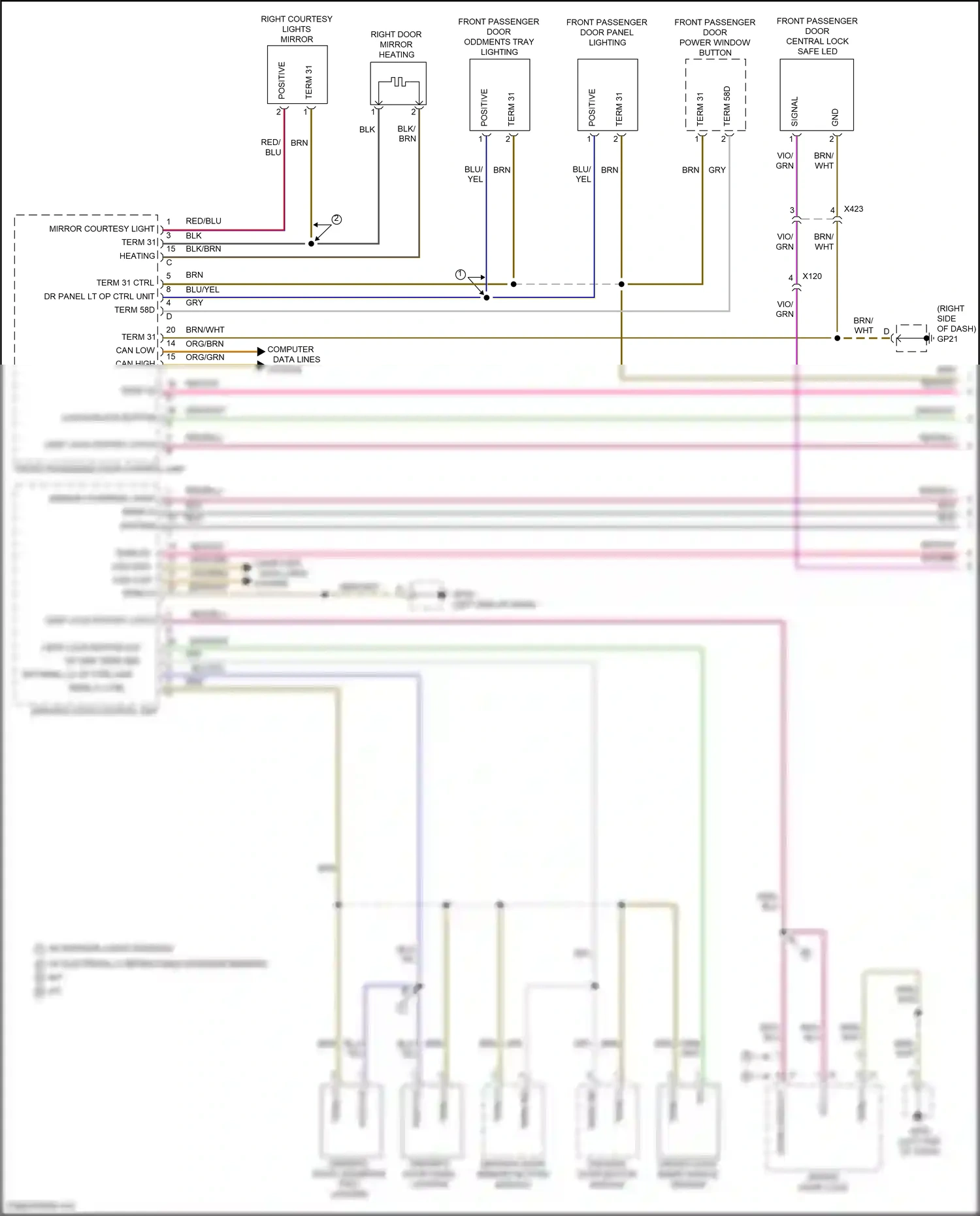 Wiring diagram driver's door memory button module for Porsche 718 Boxster 982 (2016-2024) (2 of 4)