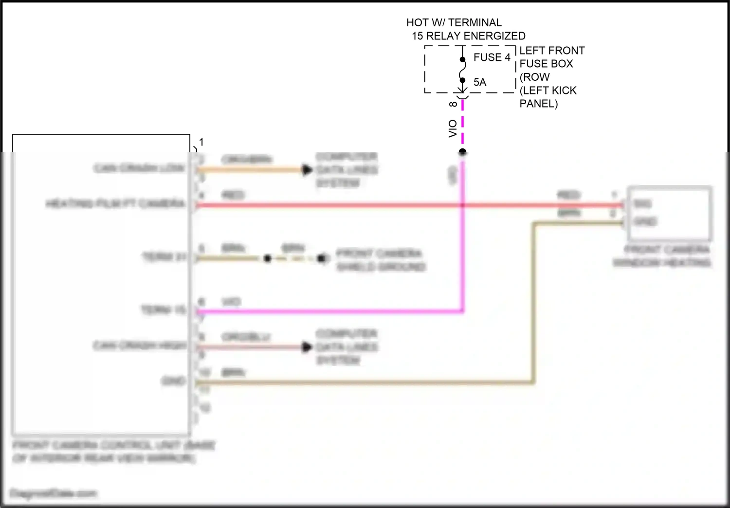 Wiring diagram front camera shield ground for Porsche 718 Boxster 982 (2016-2024) (1 of 2)