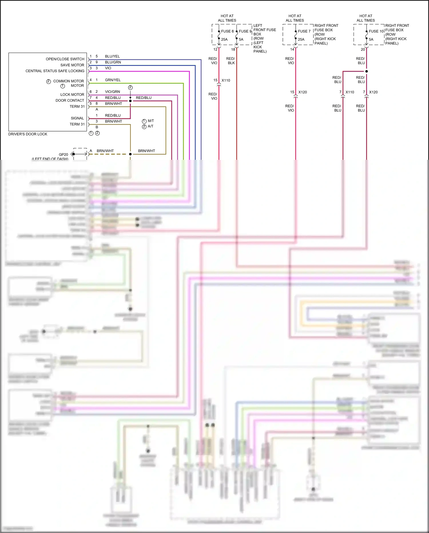 Wiring diagram front passenger door outer handle switch for Porsche 718 Boxster 982 (2016-2024) (1 of 2)
