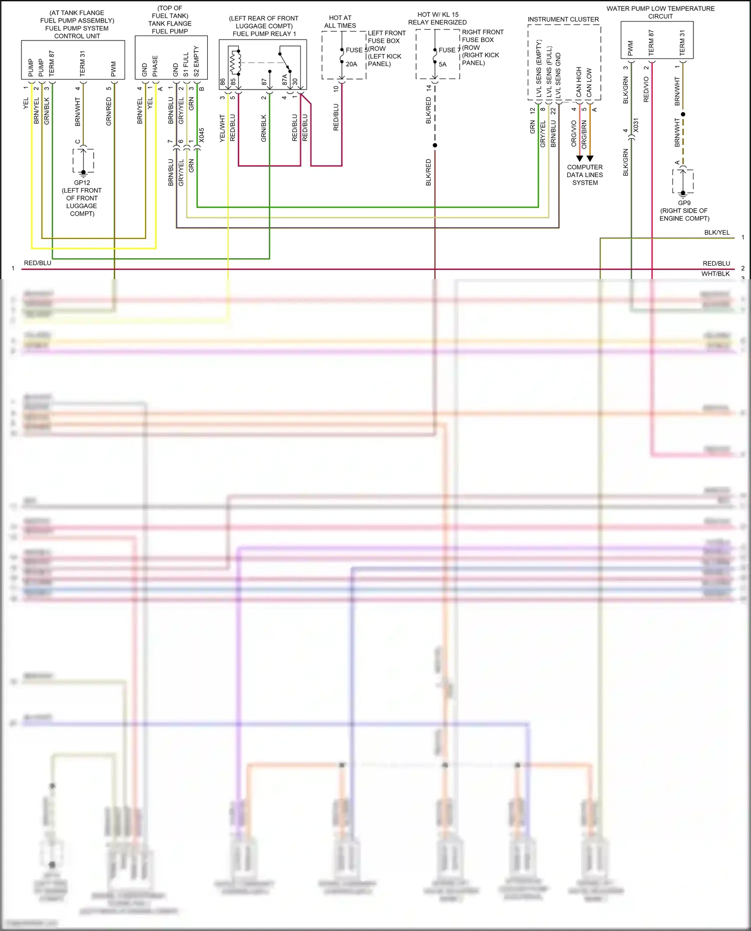 Wiring diagram fuel pump system control unit for Porsche 718 Boxster 982 (2016-2024) (3 of 4)