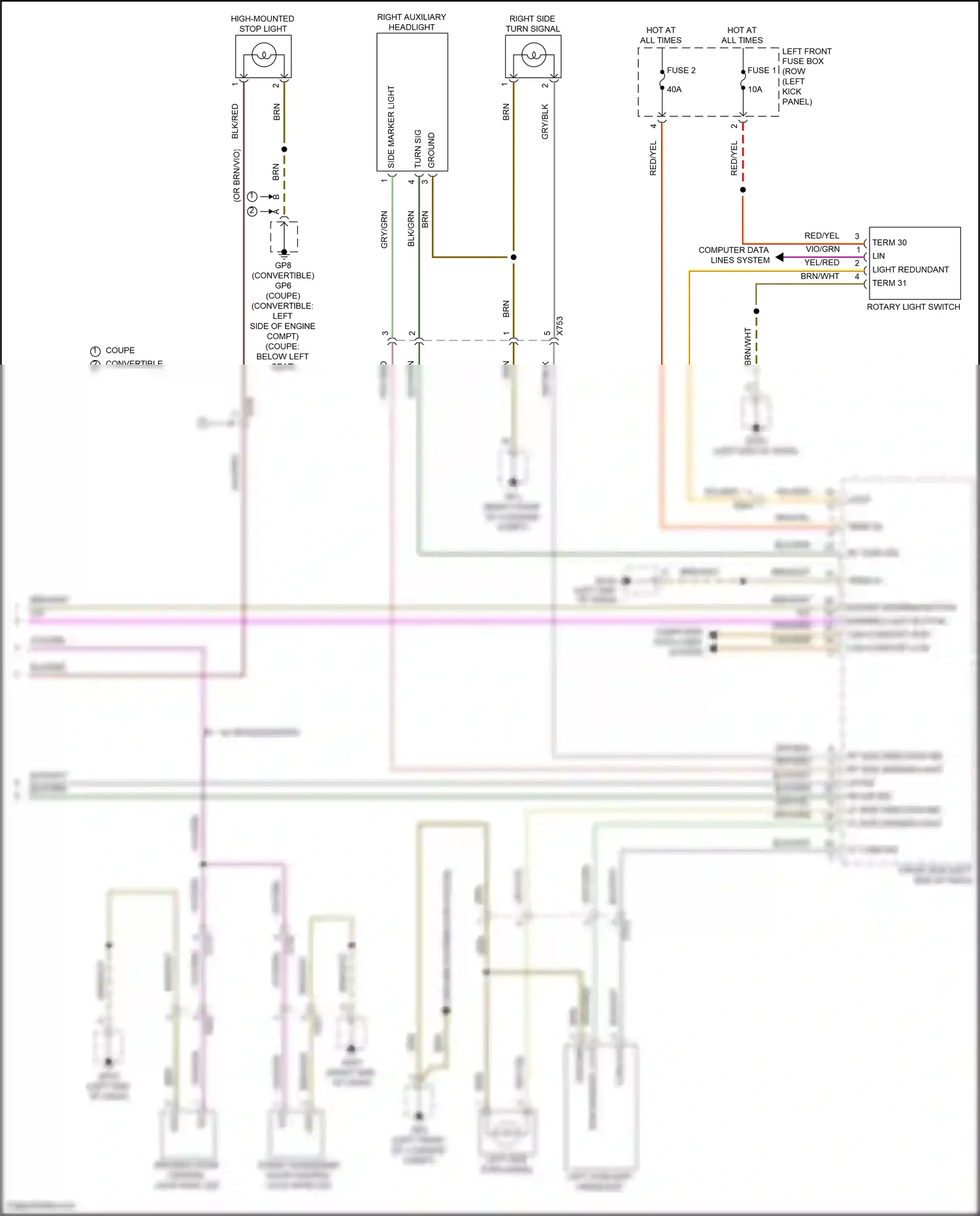 Wiring diagram hazard warning button for Porsche 718 Boxster 982 (2016-2024) (2 of 2)
