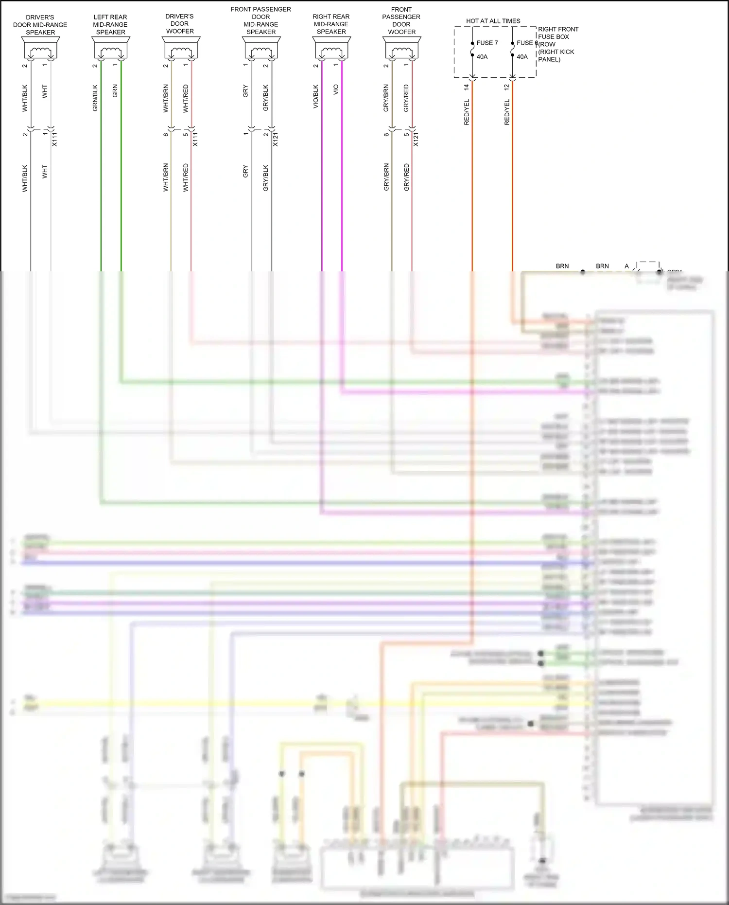 Wiring diagram left rear mid-range speaker for Porsche 718 Boxster 982 (2016-2024) (4 of 6)
