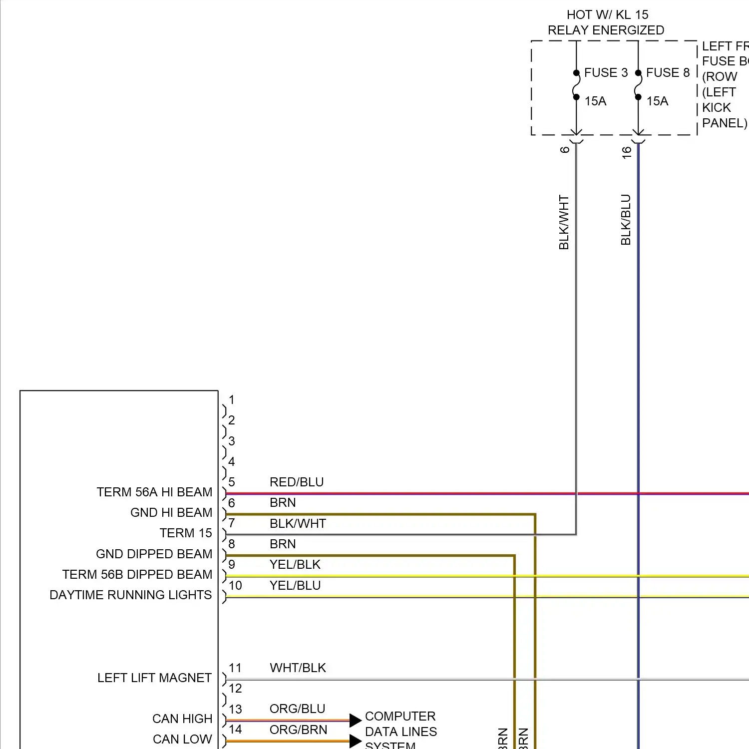 demo - Headlights circuit, w/o led headlights (1 of 2) Headlights circuit, w/o led headlights (1 of 2)