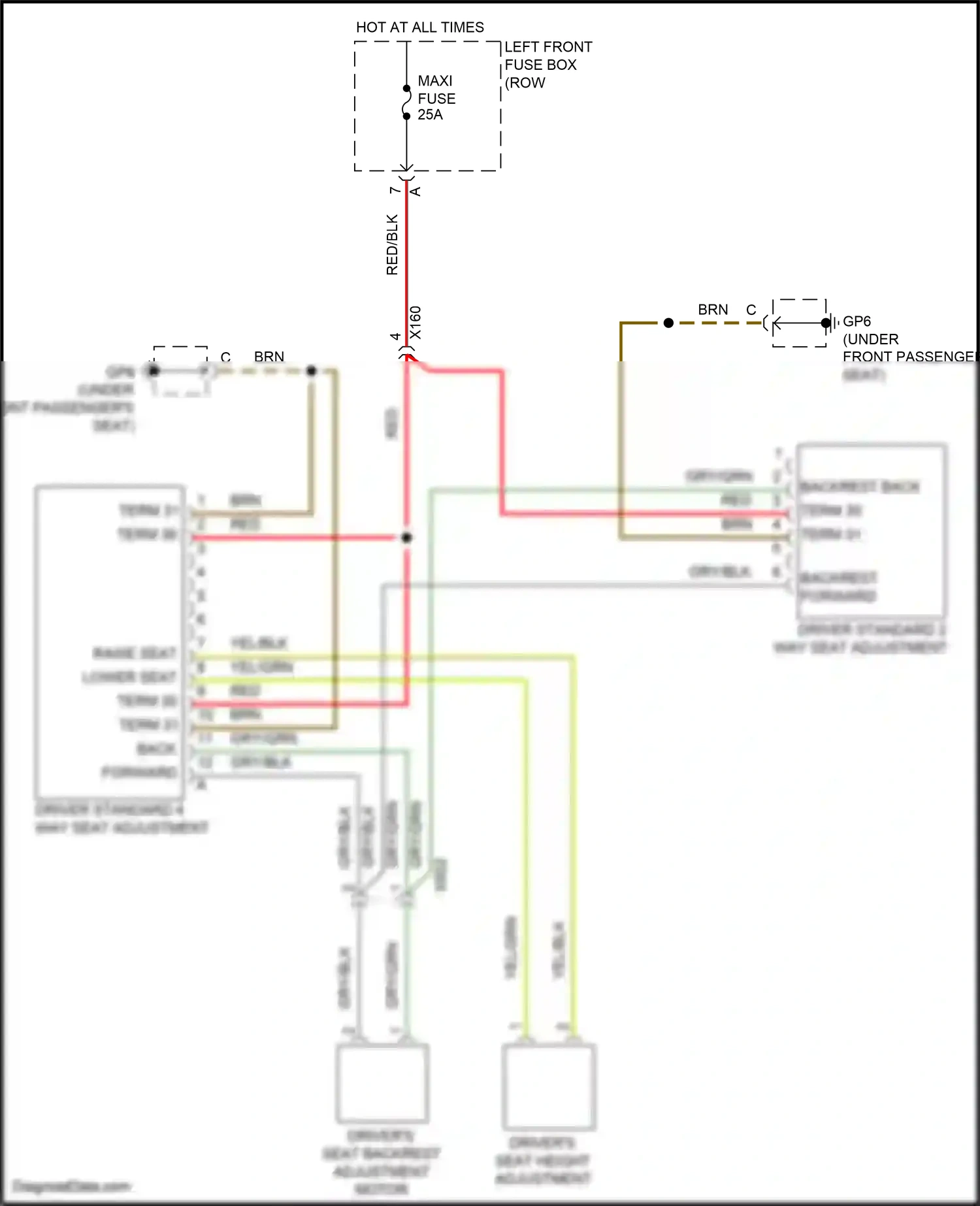 Porsche 911 Carrera 4S 991 (2011-2015) backrest forward wiring diagram  (1 of 2)