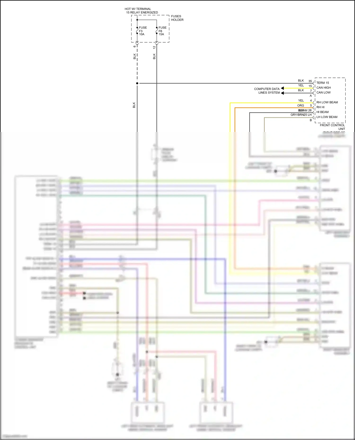 Porsche 911 Carrera 4S 991 (2011-2015) corner sensitive headlights control unit wiring diagram  (2 of 3)