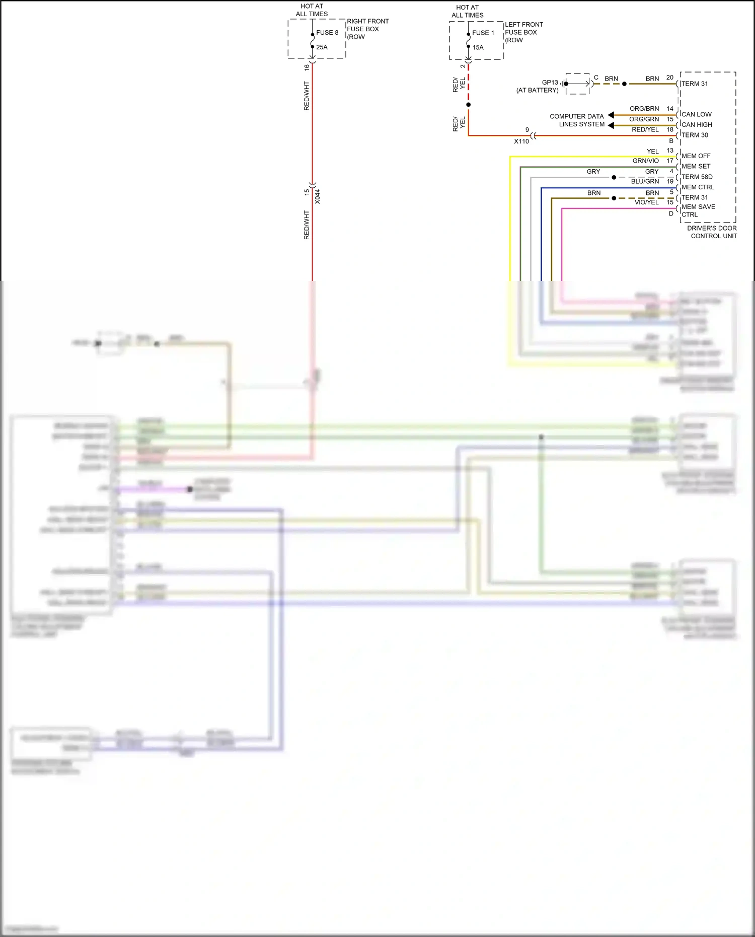 Porsche 911 Carrera 4S 991 (2011-2015) driver door memory button module wiring diagram  (3 of 3)