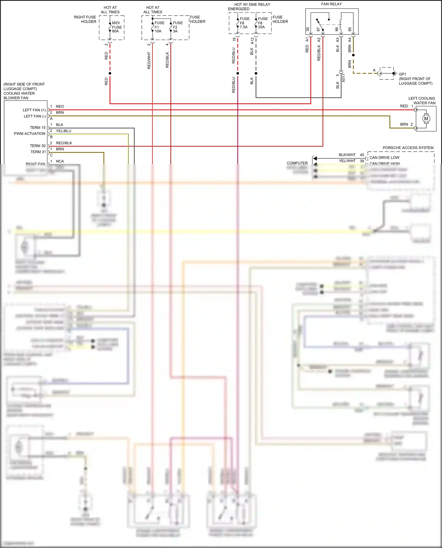 Porsche 911 Carrera 4S 991 (2011-2015) engine compartment temperature sensor wiring diagram  (2 of 6)