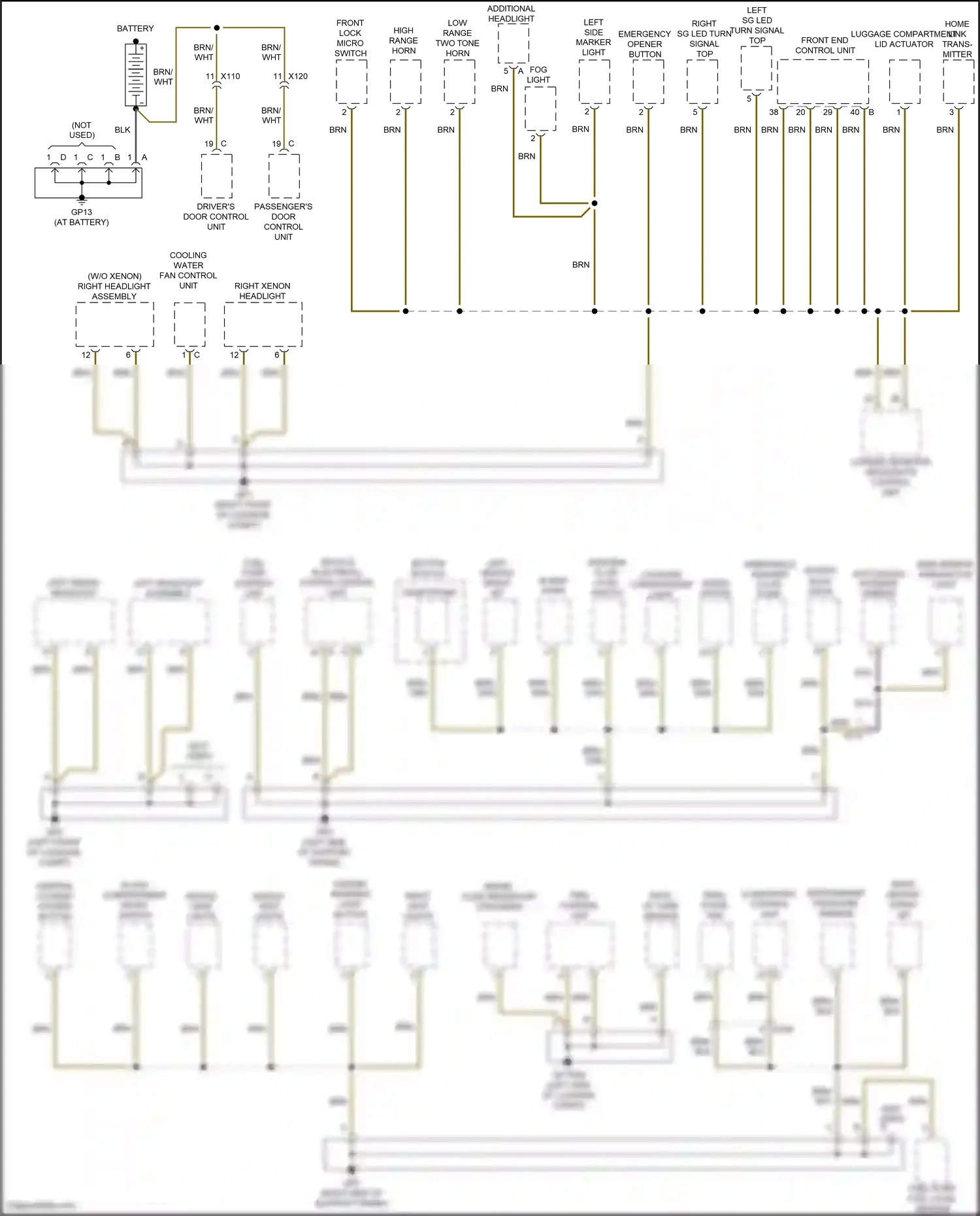 Porsche 911 Carrera 4S 991 (2011-2015) front end control unit wiring diagram  (4 of 10)
