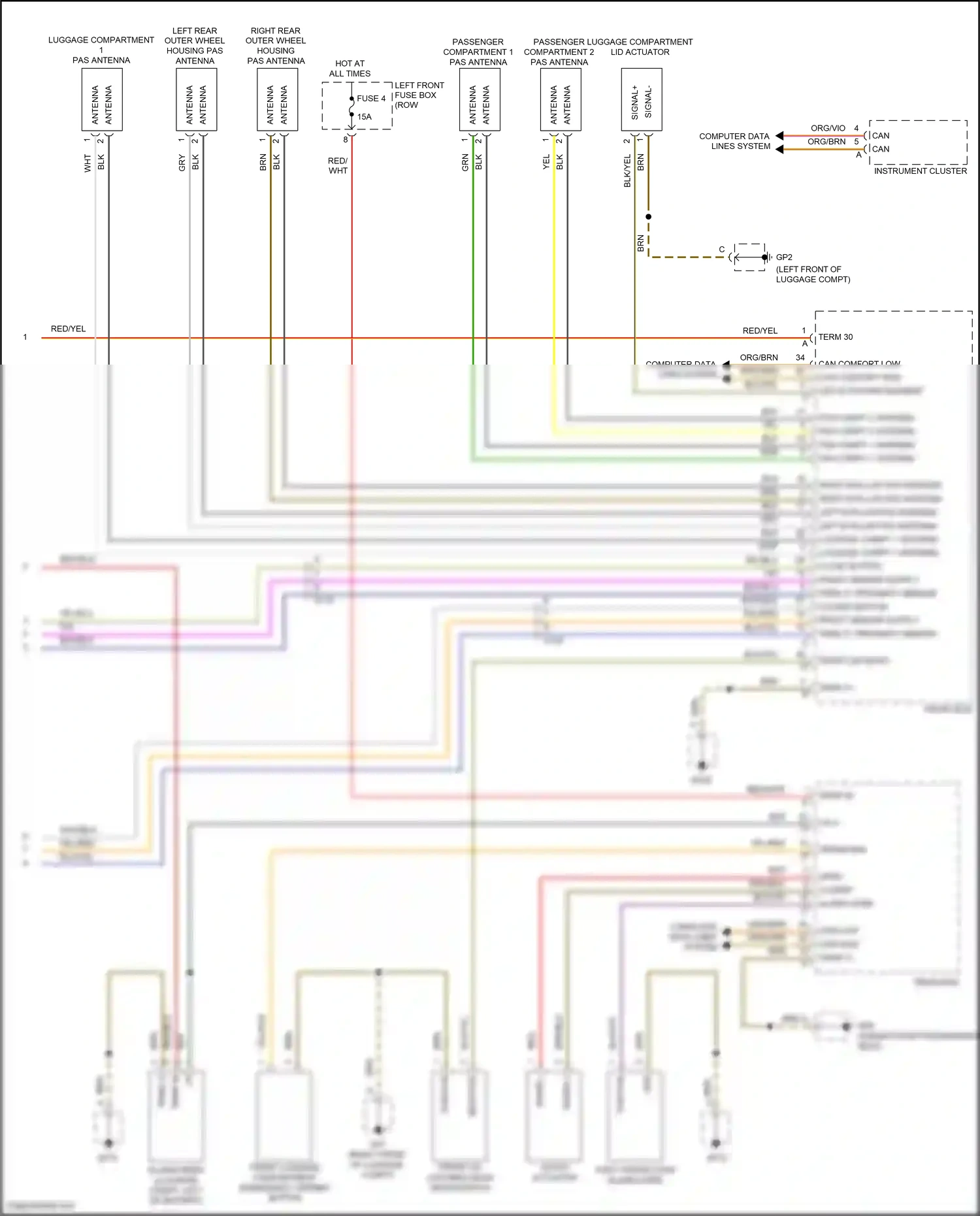 Porsche 911 Carrera 4S 991 (2011-2015) front lid latching hook microswitch wiring diagram  (1 of 2)