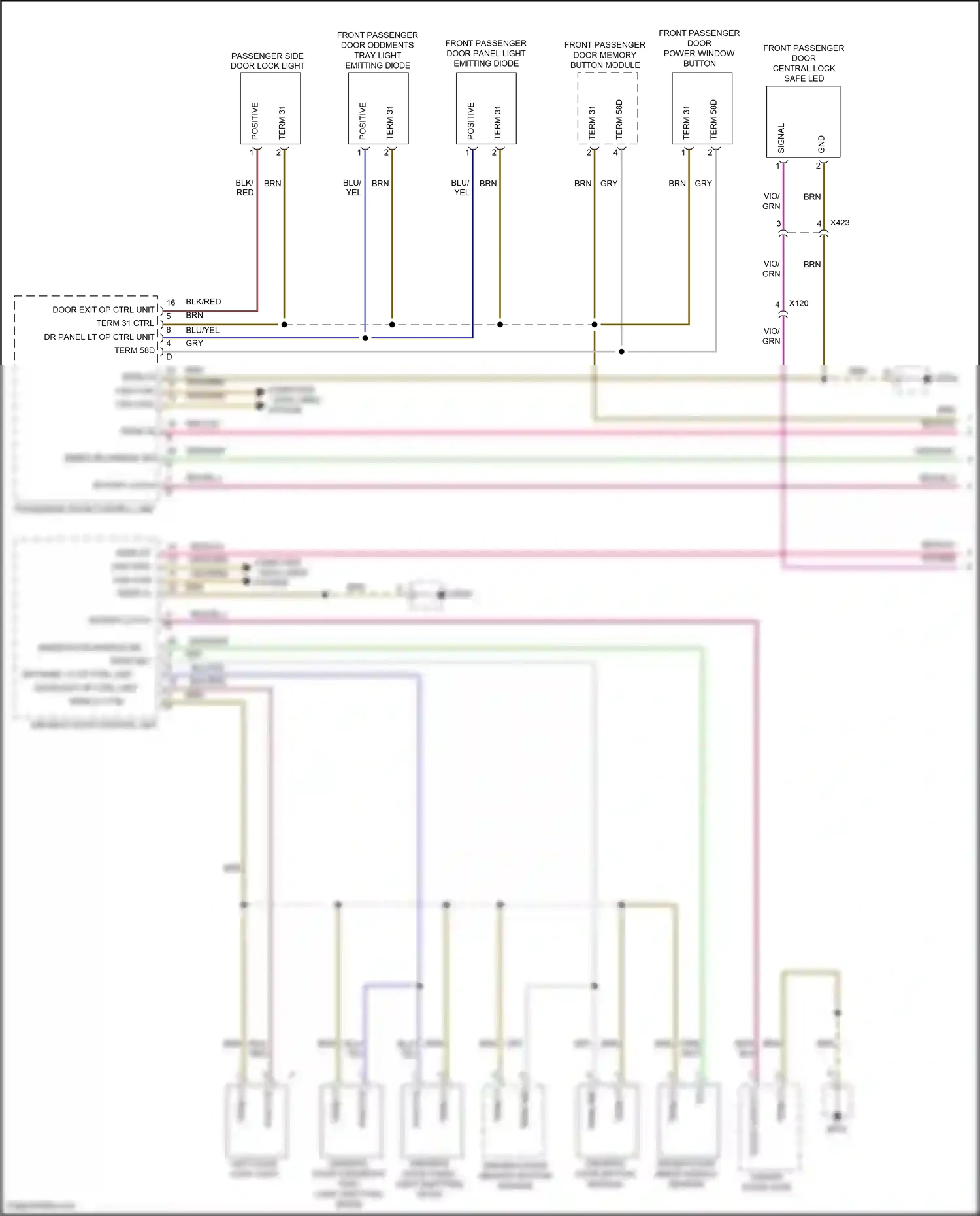 Porsche 911 Carrera 4S 991 (2011-2015) front passenger door memory button module wiring diagram  (1 of 1)
