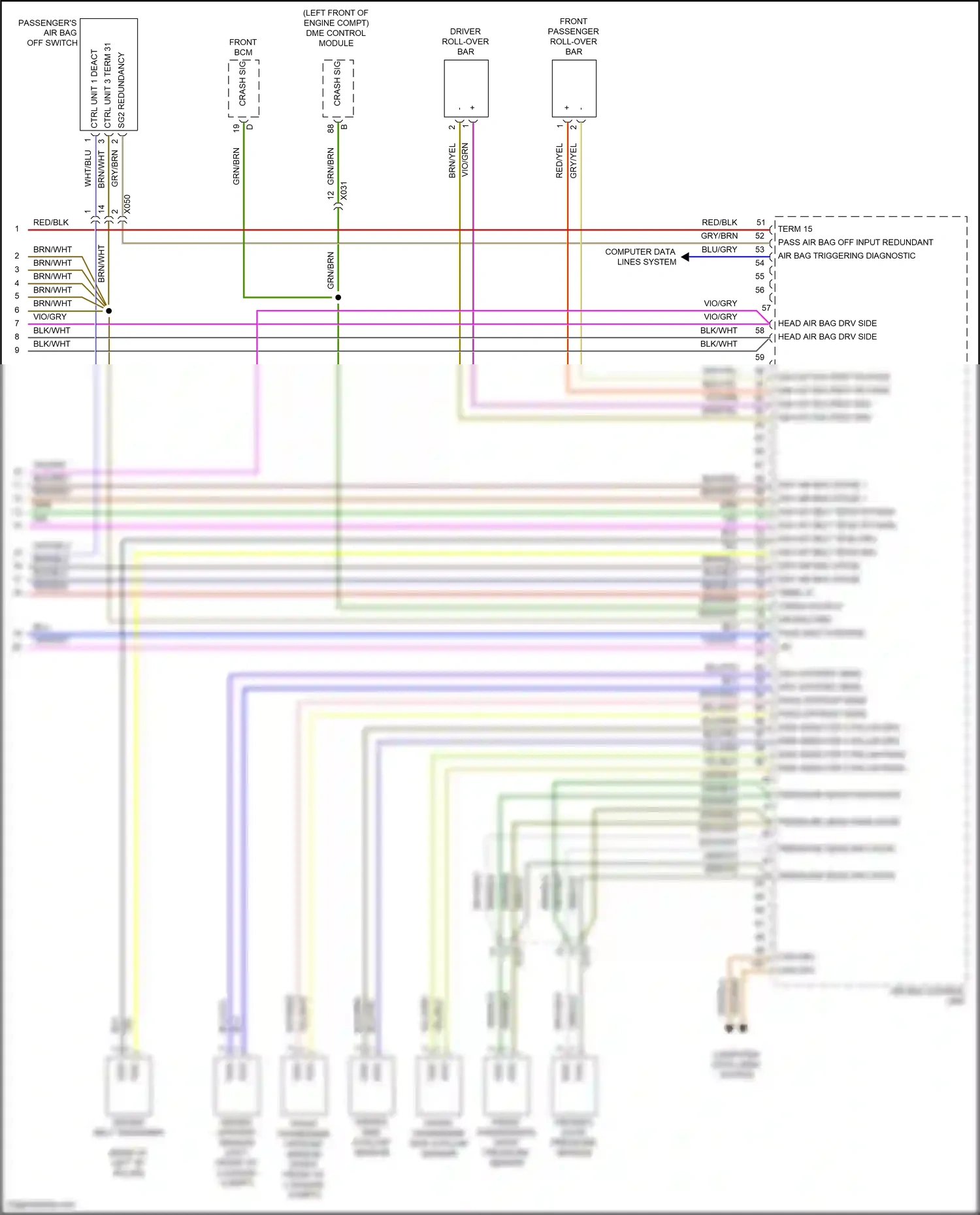 Porsche 911 Carrera 4S 991 (2011-2015) front passenger upfront sensor wiring diagram  (1 of 1)