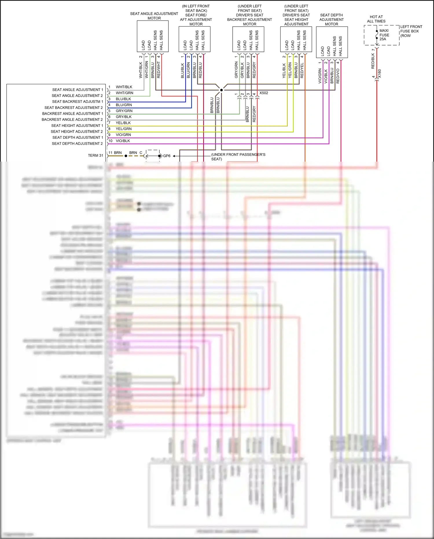 Porsche 911 Carrera 4S 991 (2011-2015) hall sensor, backrest angle adjustm wiring diagram  (1 of 1)