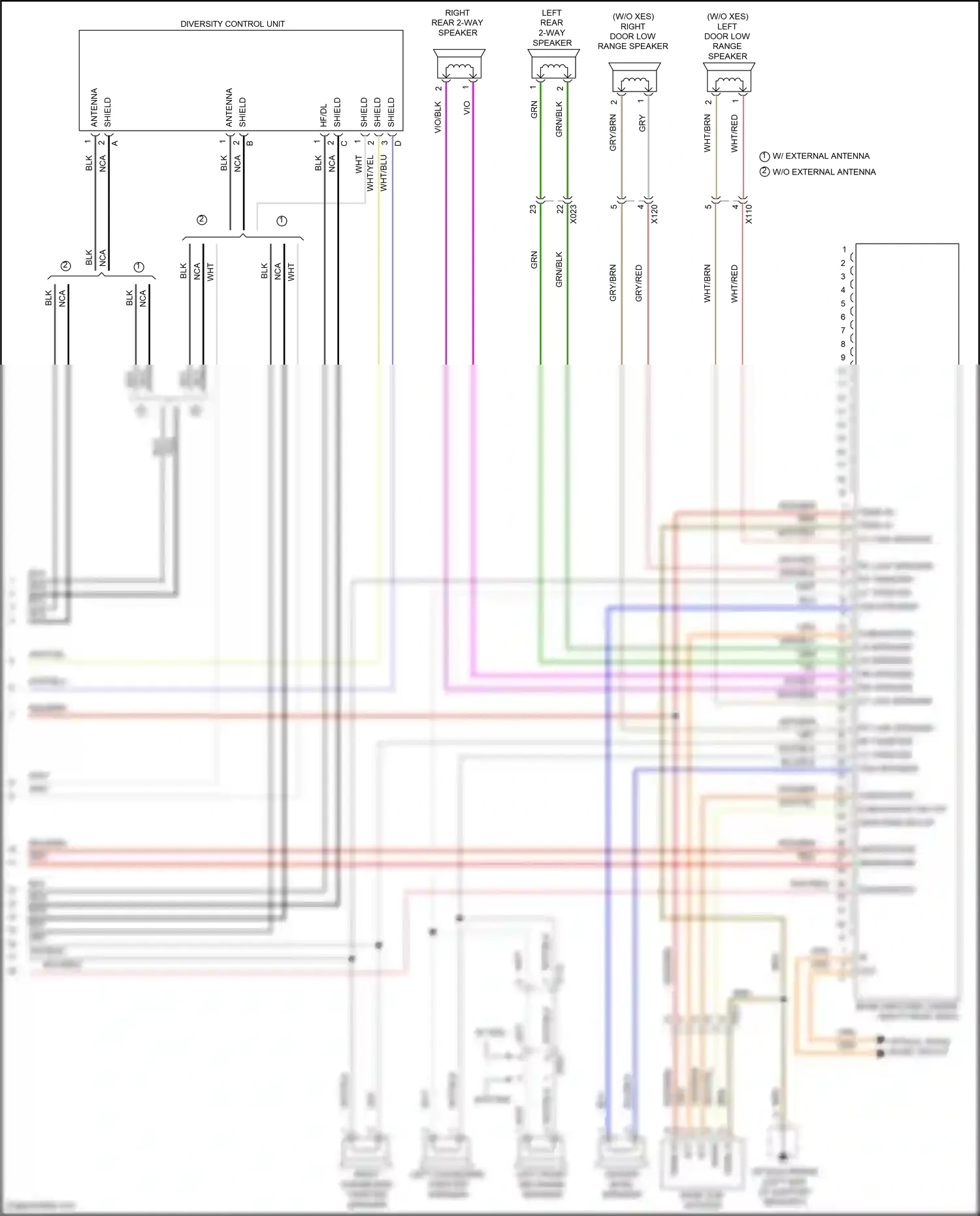 Porsche 911 Carrera 4S 991 (2011-2015) left front mid-range speaker wiring diagram  (1 of 2)