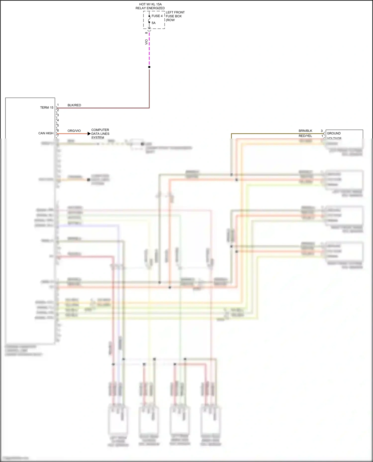 Porsche 911 Carrera 4S 991 (2011-2015) left front outside pdc sensor wiring diagram  (1 of 1)