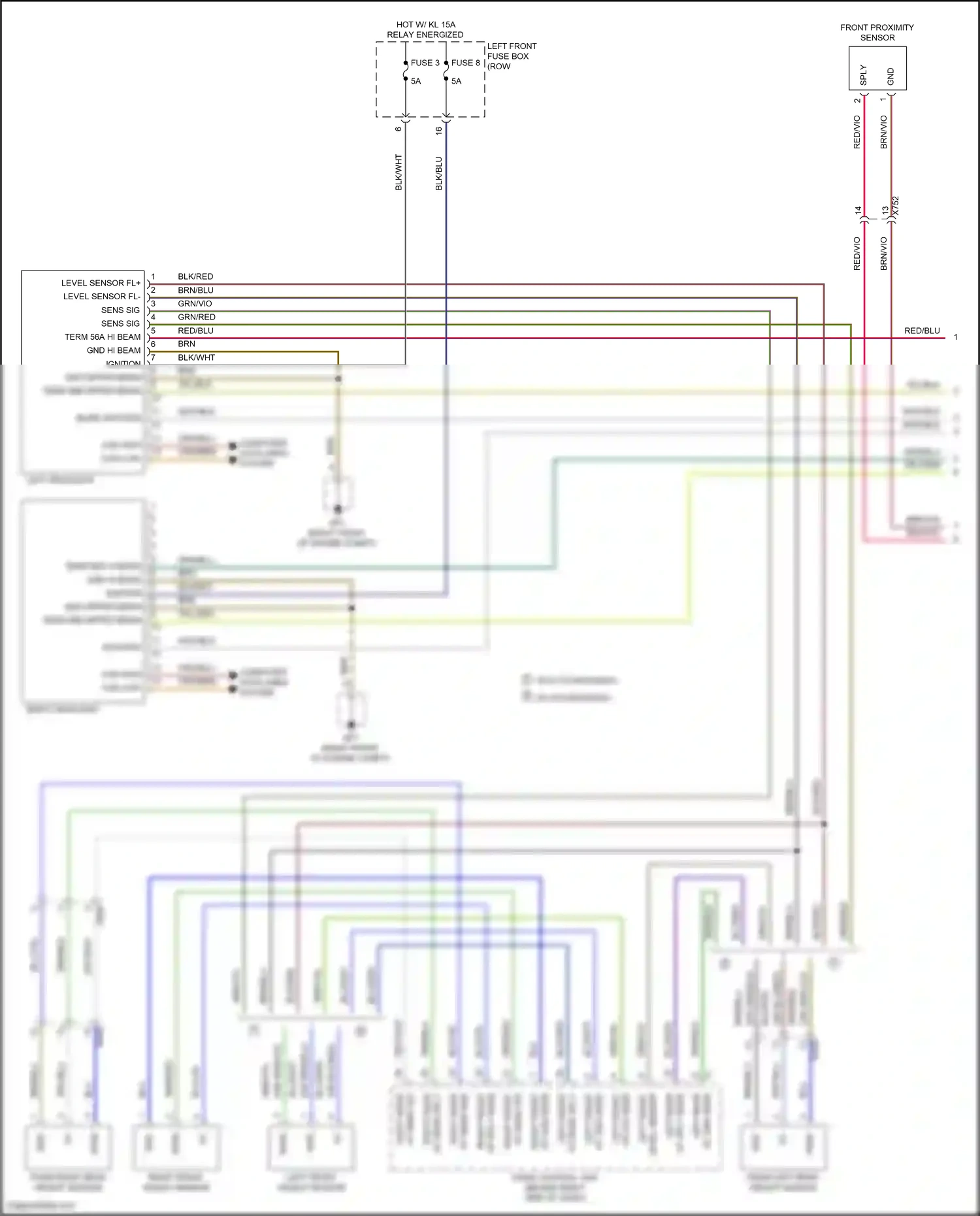 Porsche 911 Carrera 4S 991 (2011-2015) left front wiring diagram  (1 of 1)
