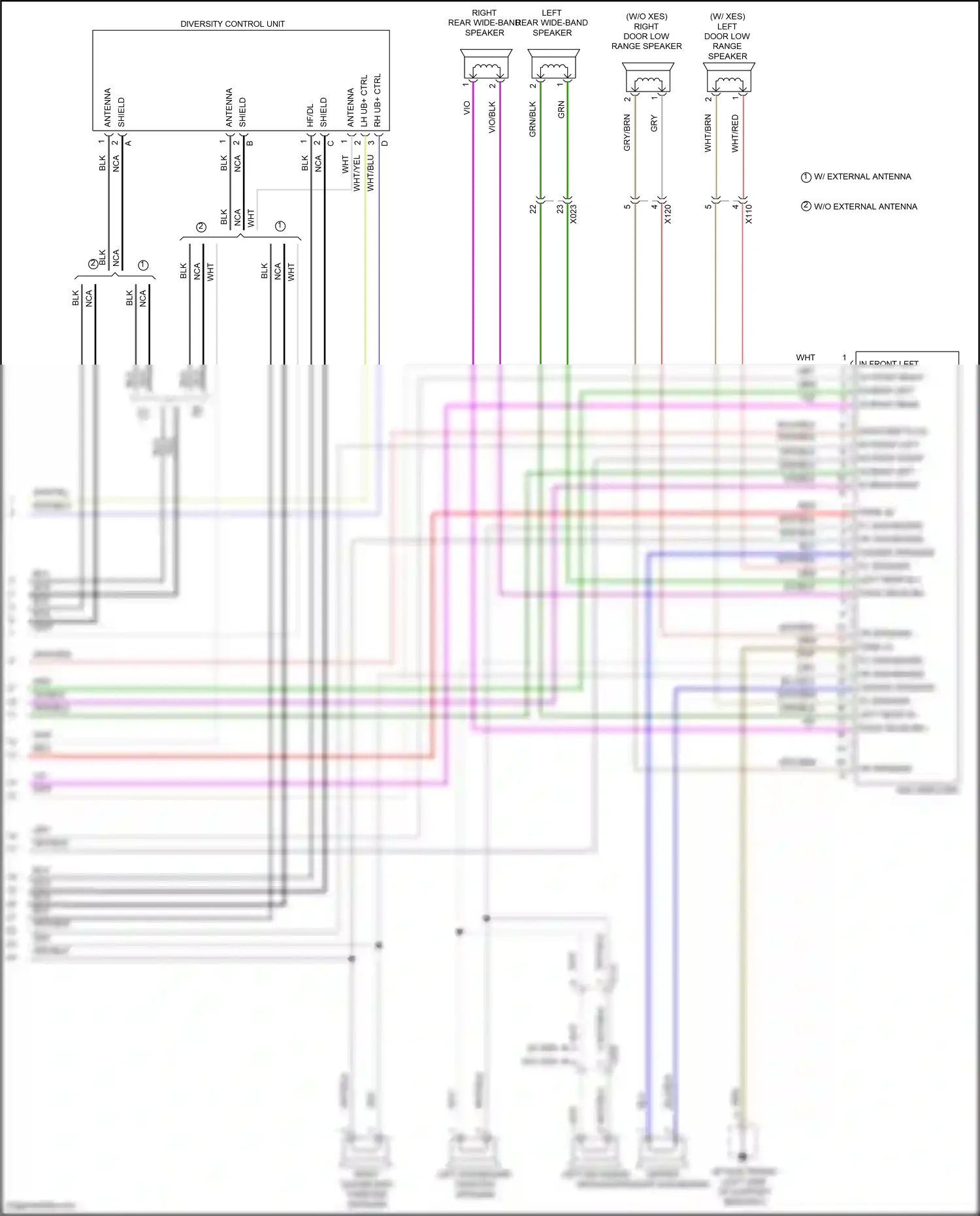 Porsche 911 Carrera 4S 991 (2011-2015) left mid-range speaker wiring diagram  (1 of 2)