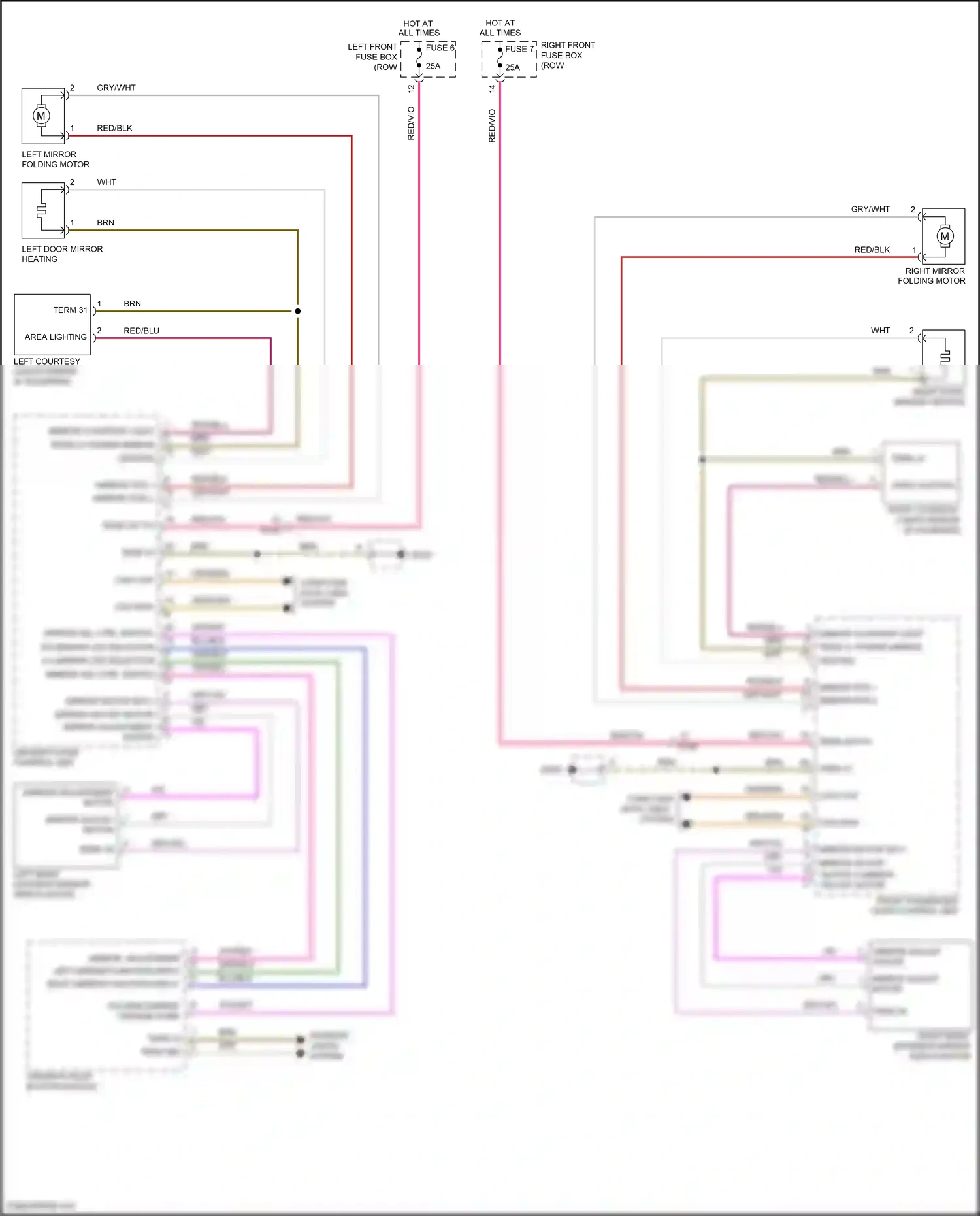 Porsche 911 Carrera 4S 991 (2011-2015) left mirror function dsply wiring diagram  (1 of 1)