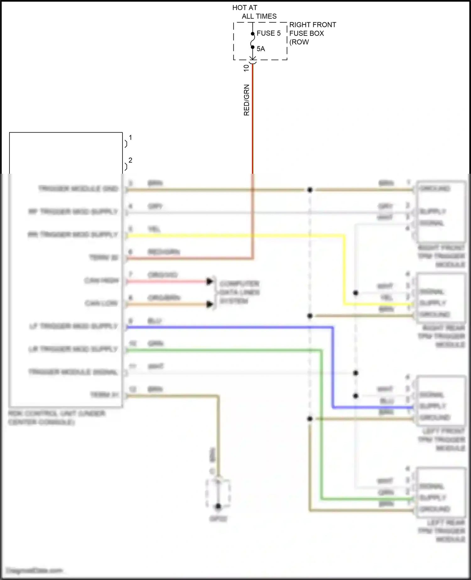 Porsche 911 Carrera 4S 991 (2011-2015) left rear tpm trigger module wiring diagram  (1 of 1)