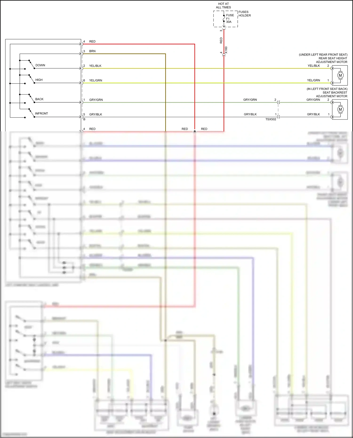 Porsche 911 Carrera 4S 991 (2011-2015) left seat width adjustment switch wiring diagram  (1 of 2)