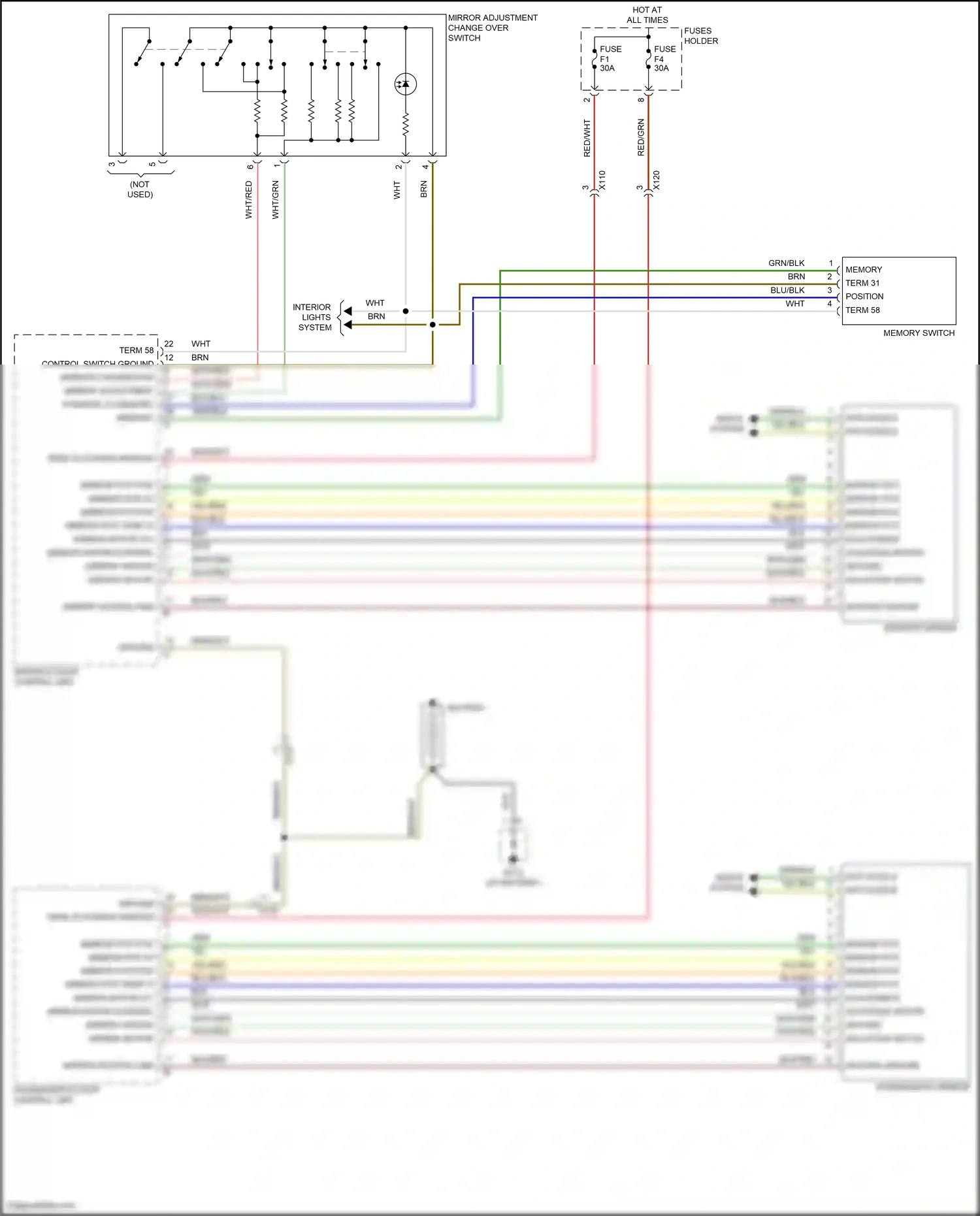 Porsche 911 Carrera 4S 991 (2011-2015) memory switch wiring diagram  (3 of 4)