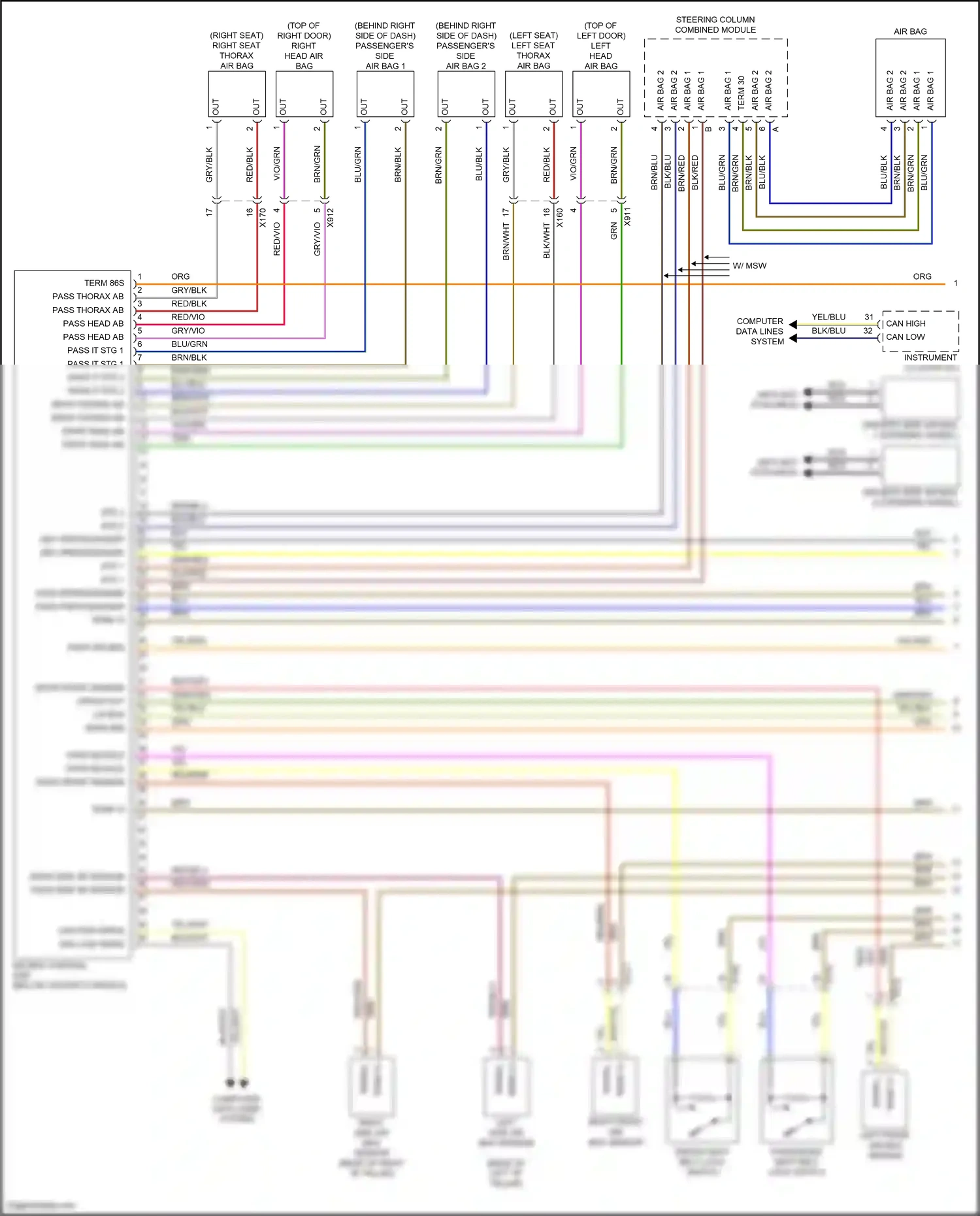 Porsche 911 Carrera 4S 991 (2011-2015) pass front sensor wiring diagram  (1 of 1)