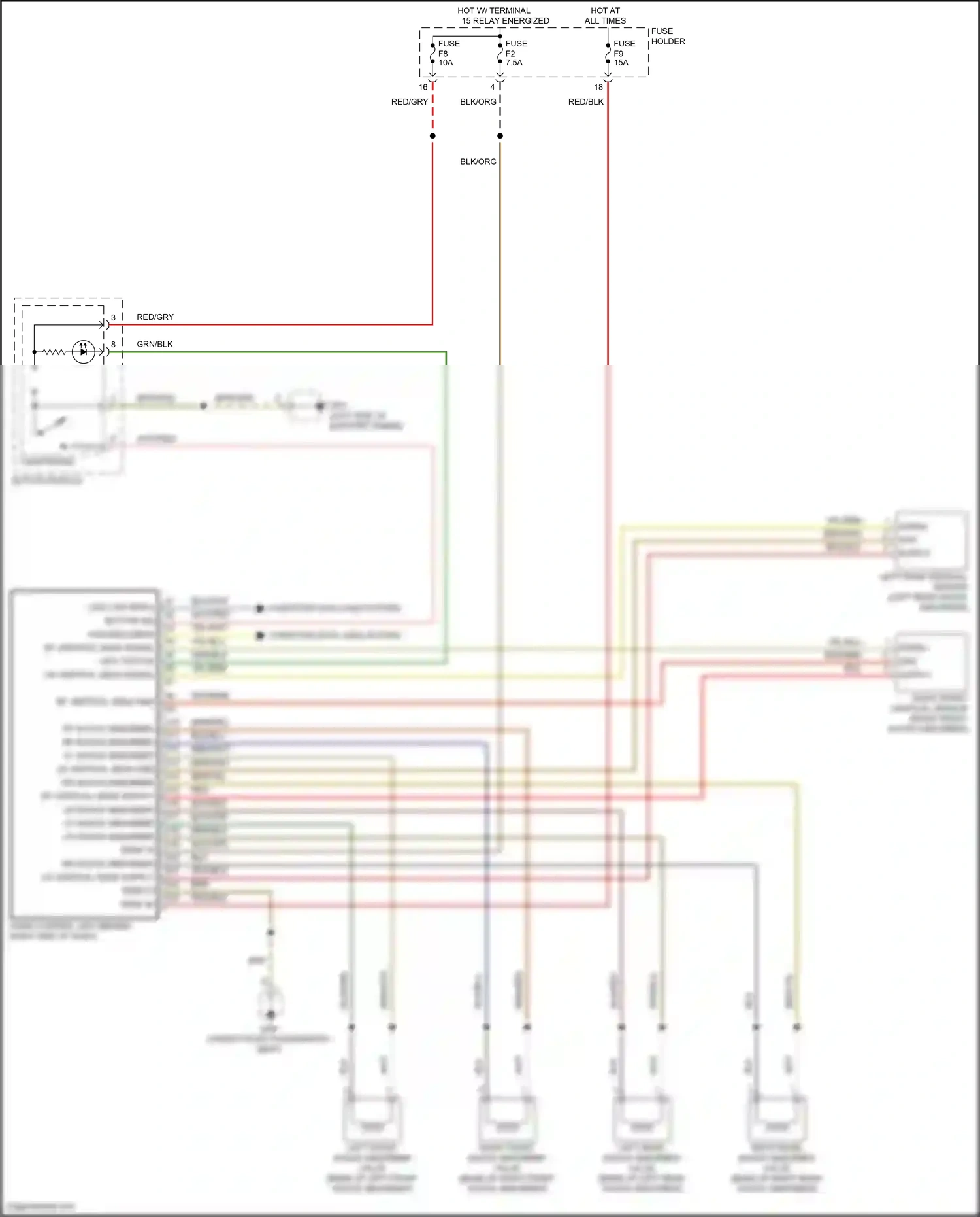Porsche 911 Carrera 4S 991 (2011-2015) right front vertical sensor wiring diagram  (1 of 1)