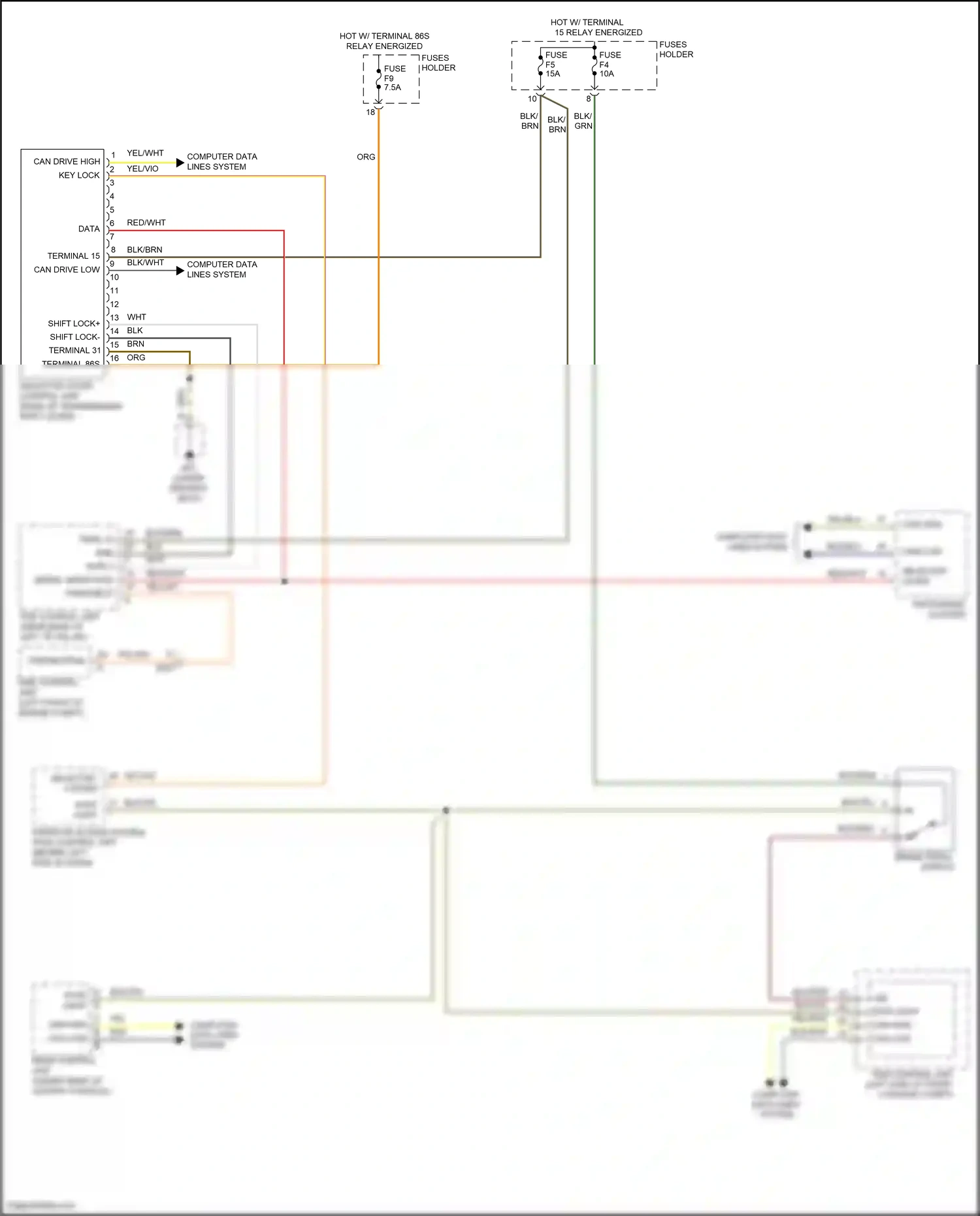Porsche 911 Carrera 4S 991 (2011-2015) shift lock wiring diagram  (1 of 1)