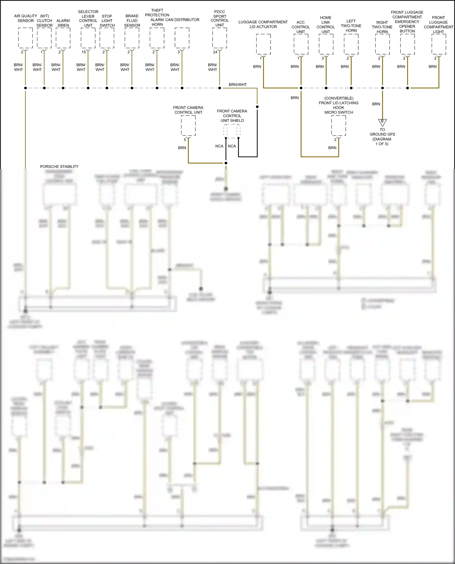 Wiring diagram front camera control unit for Porsche 911 Carrera GTS 991 facelift (2015-2019) (1 of 2)