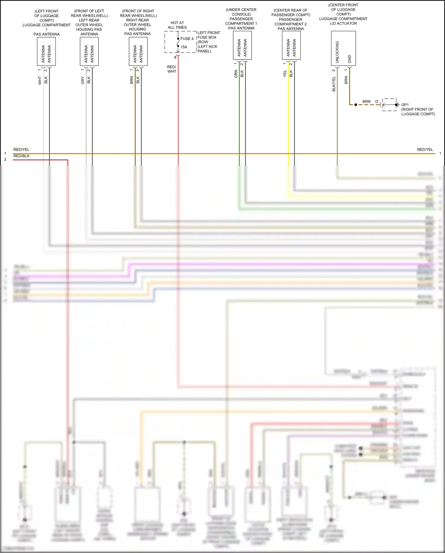 Wiring diagram front lid latching hook microswitch for Porsche 911 Carrera GTS 991 facelift (2015-2019) (1 of 3)