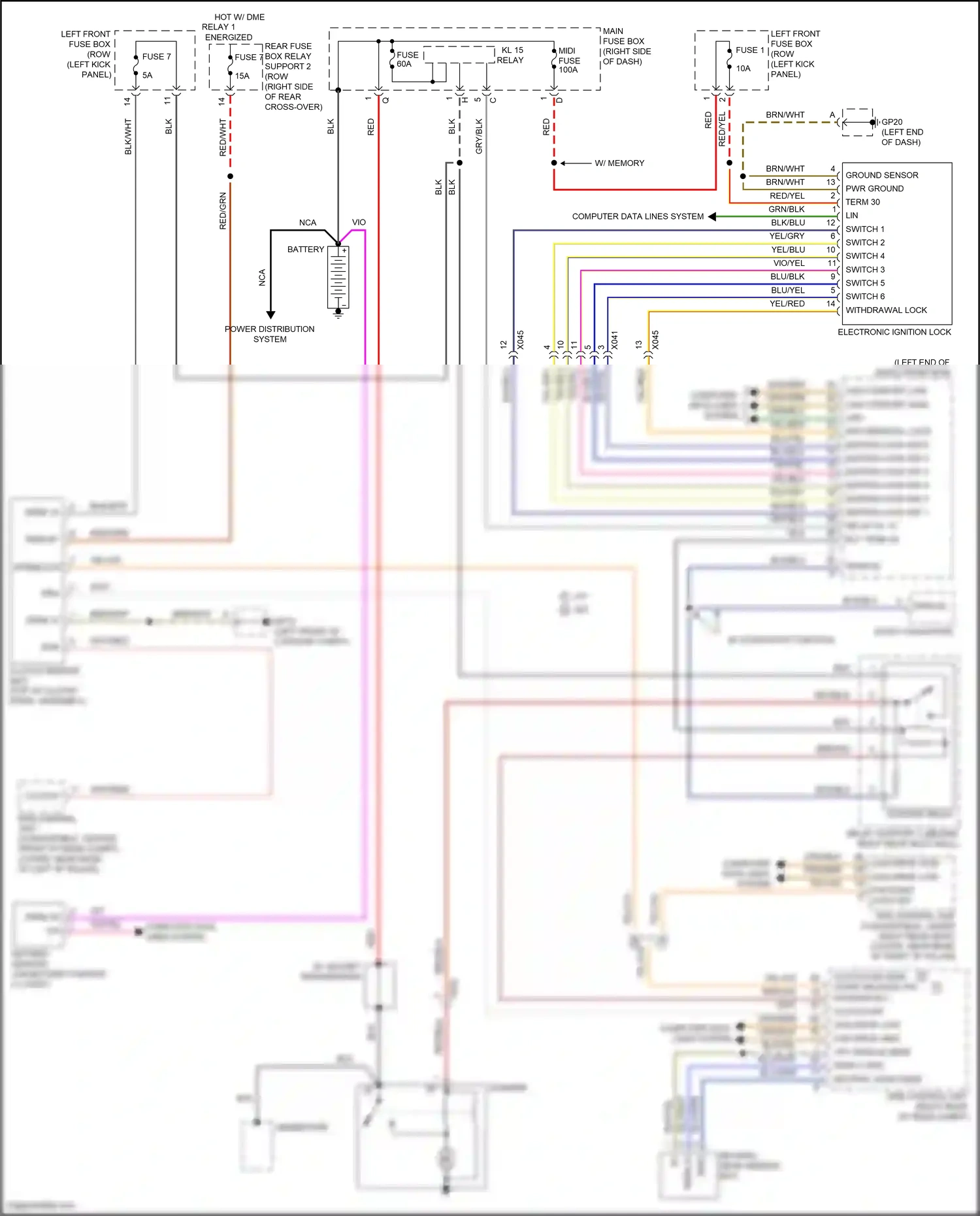 Wiring diagram w/ start/stop function for Porsche 911 Carrera GTS 991 facelift (2015-2019) (2 of 2)