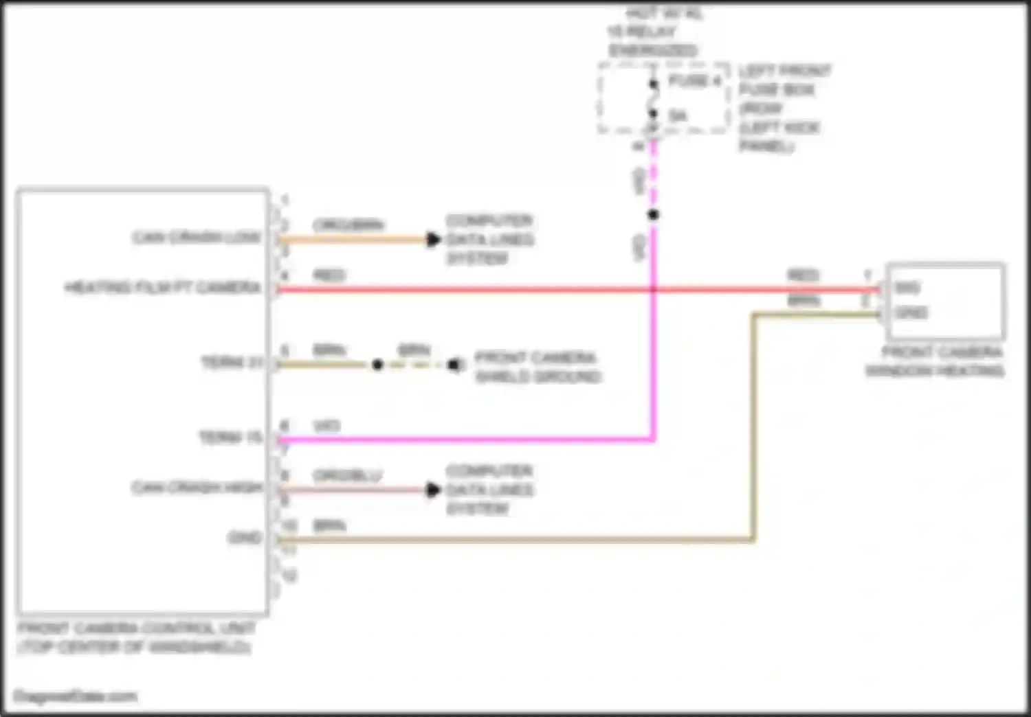 Wiring diagram front camera shield ground for Porsche 911 Carrera 991 facelift (2015-2020) (1 of 2)