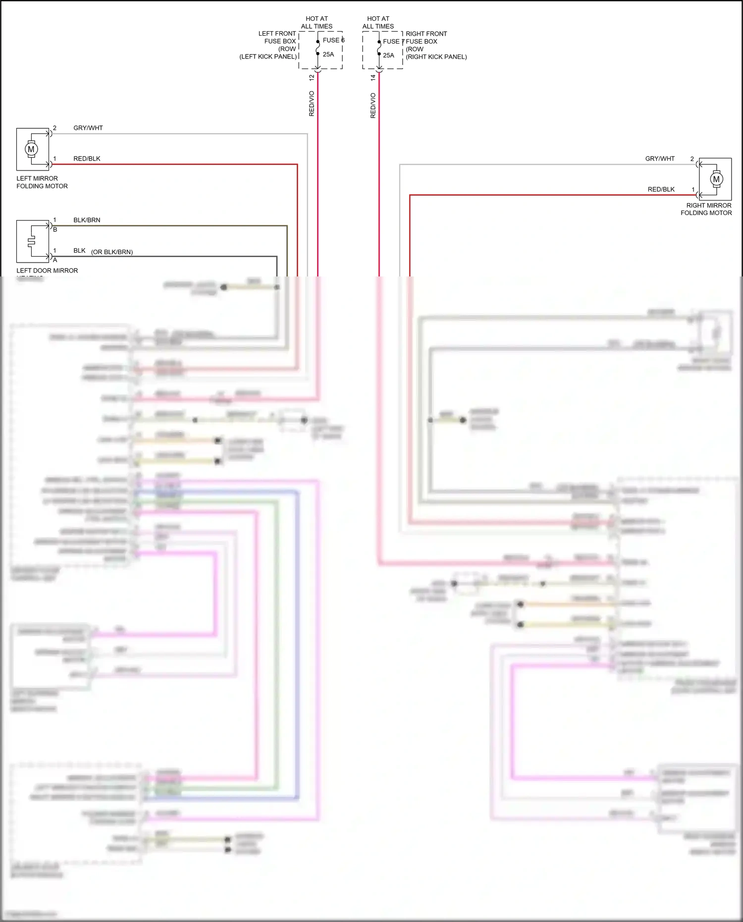 Porsche 911 GT2 991 (2017-2019) left mirror function display wiring diagram  (1 of 1)