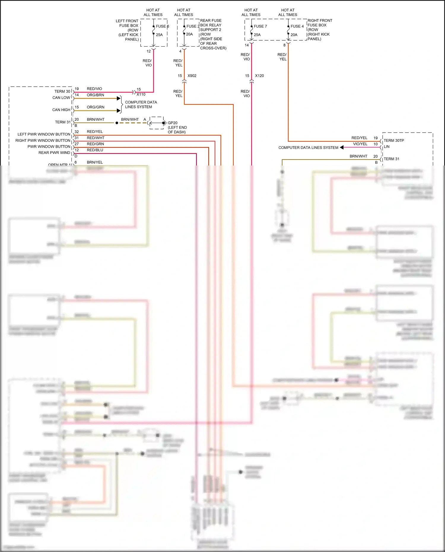 Porsche 911 GT2 991 (2017-2019) window coded wiring diagram  (1 of 1)