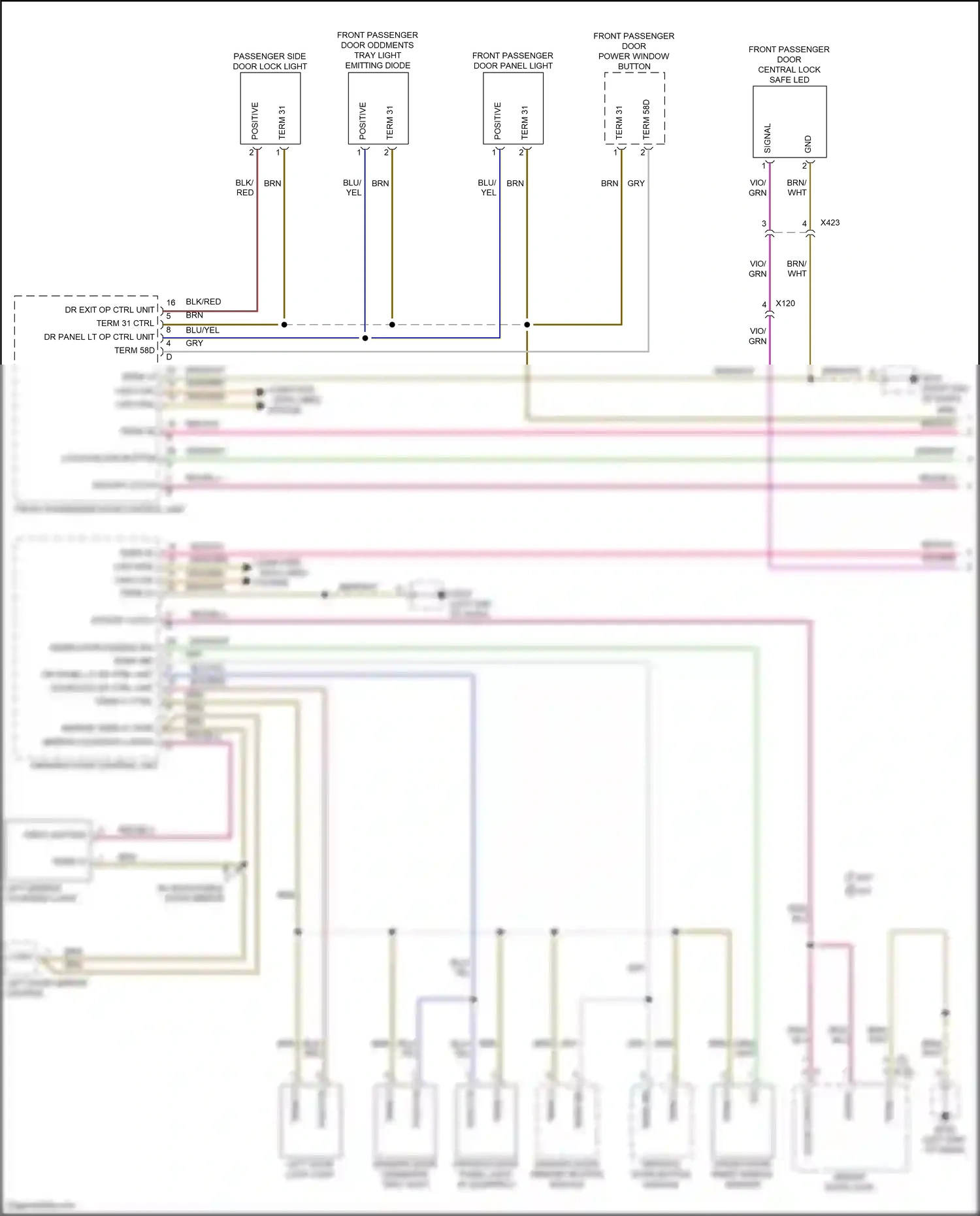 Wiring diagram driver's door memory button module for Porsche 911 GT3 991 facelift (2017-2019) (2 of 4)