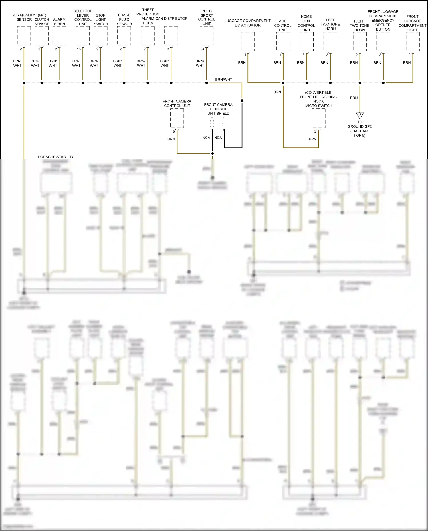 Wiring diagram front camera control unit shield for Porsche 911 GT3 991 facelift (2017-2019) (1 of 1)