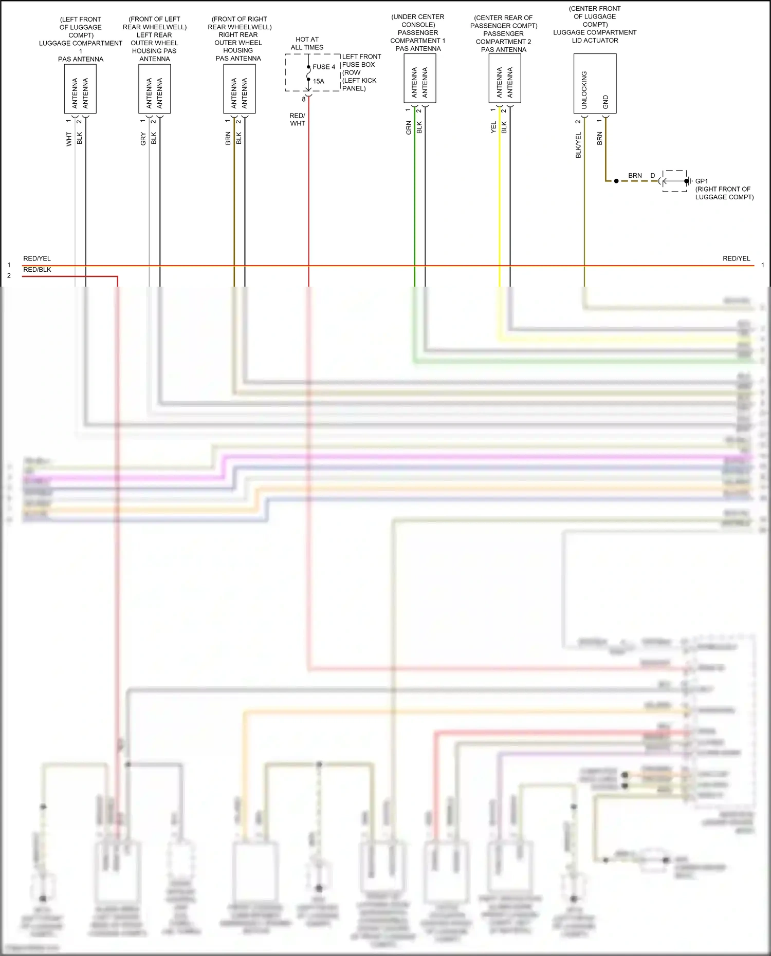 Wiring diagram front lid latching hook microswitch for Porsche 911 GT3 991 facelift (2017-2019) (1 of 3)