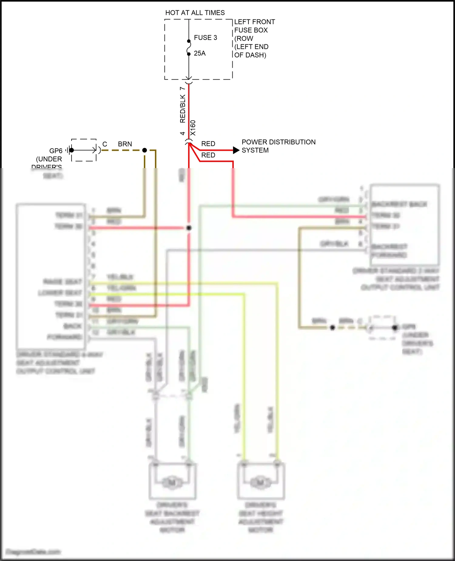Wiring diagram backrest back for Porsche 911 GT3 991 (2013-2017) (1 of 2)