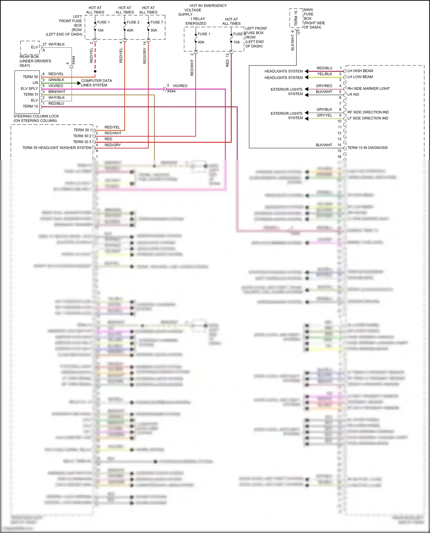 Wiring diagram headlights system for Porsche 911 GT3 991 (2013-2017) (3 of 4)