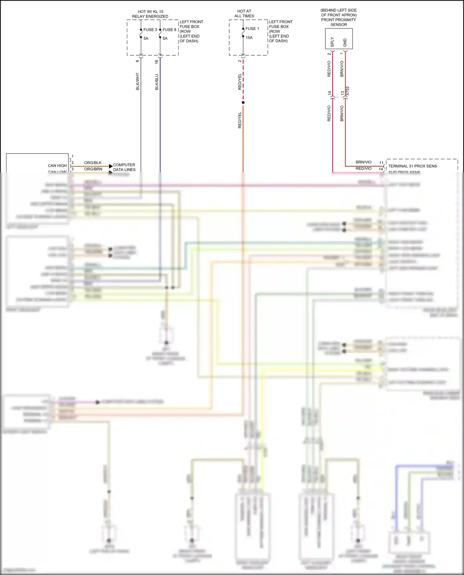 Wiring diagram left auxiliary headlight for Porsche 911 GT3 991 (2013-2017) (3 of 4)