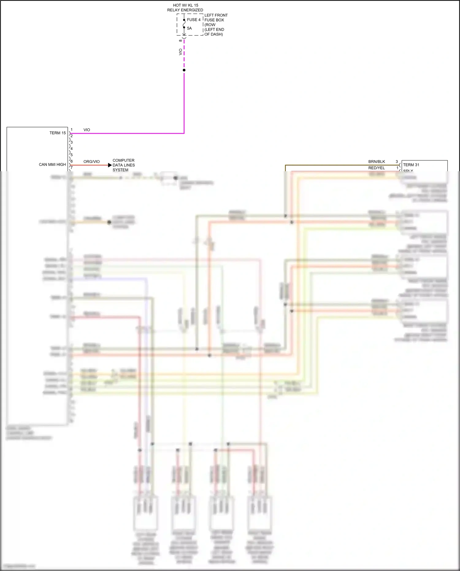 Wiring diagram left rear inside pdc sensor for Porsche 911 GT3 991 (2013-2017) (1 of 1)