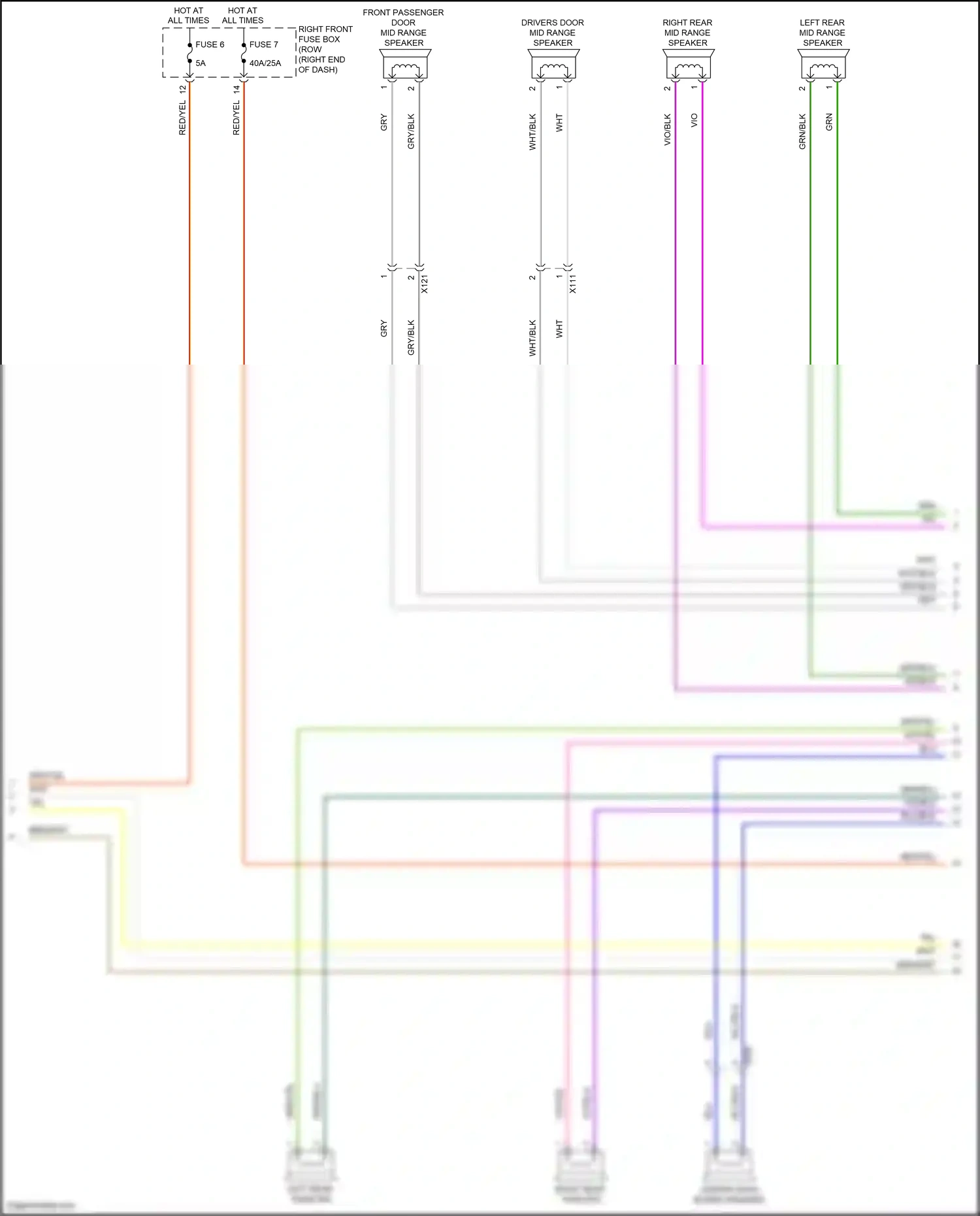 Wiring diagram left rear mid-range speaker for Porsche 911 GT3 991 (2013-2017) (3 of 6)