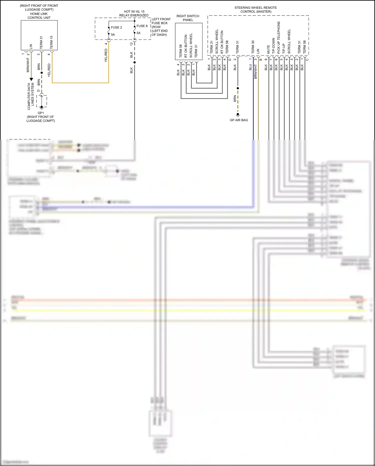 Wiring diagram left switch panel for Porsche 911 GT3 991 (2013-2017) (3 of 6)