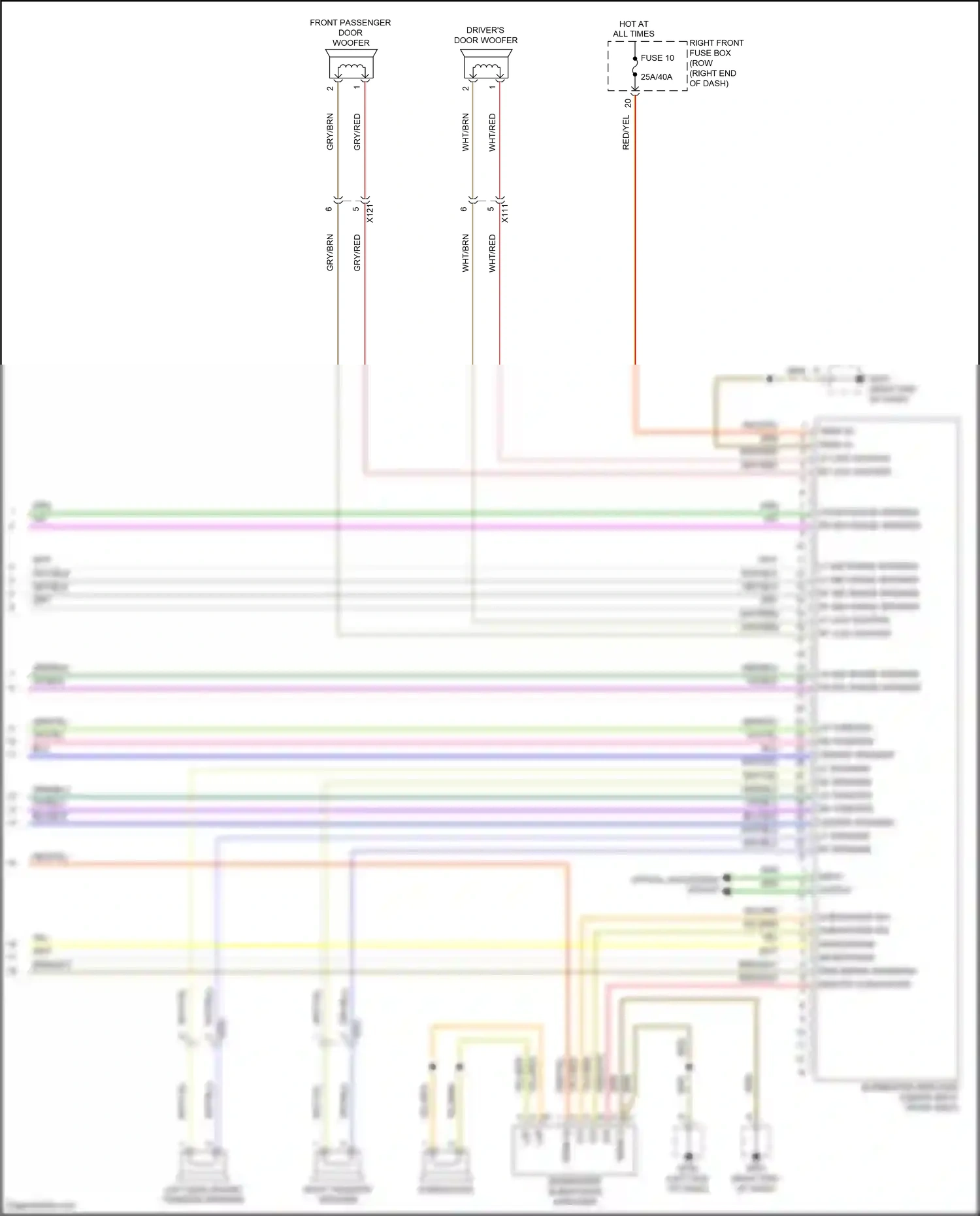 Wiring diagram rr mid-range speaker + for Porsche 911 GT3 991 (2013-2017) (1 of 2)
