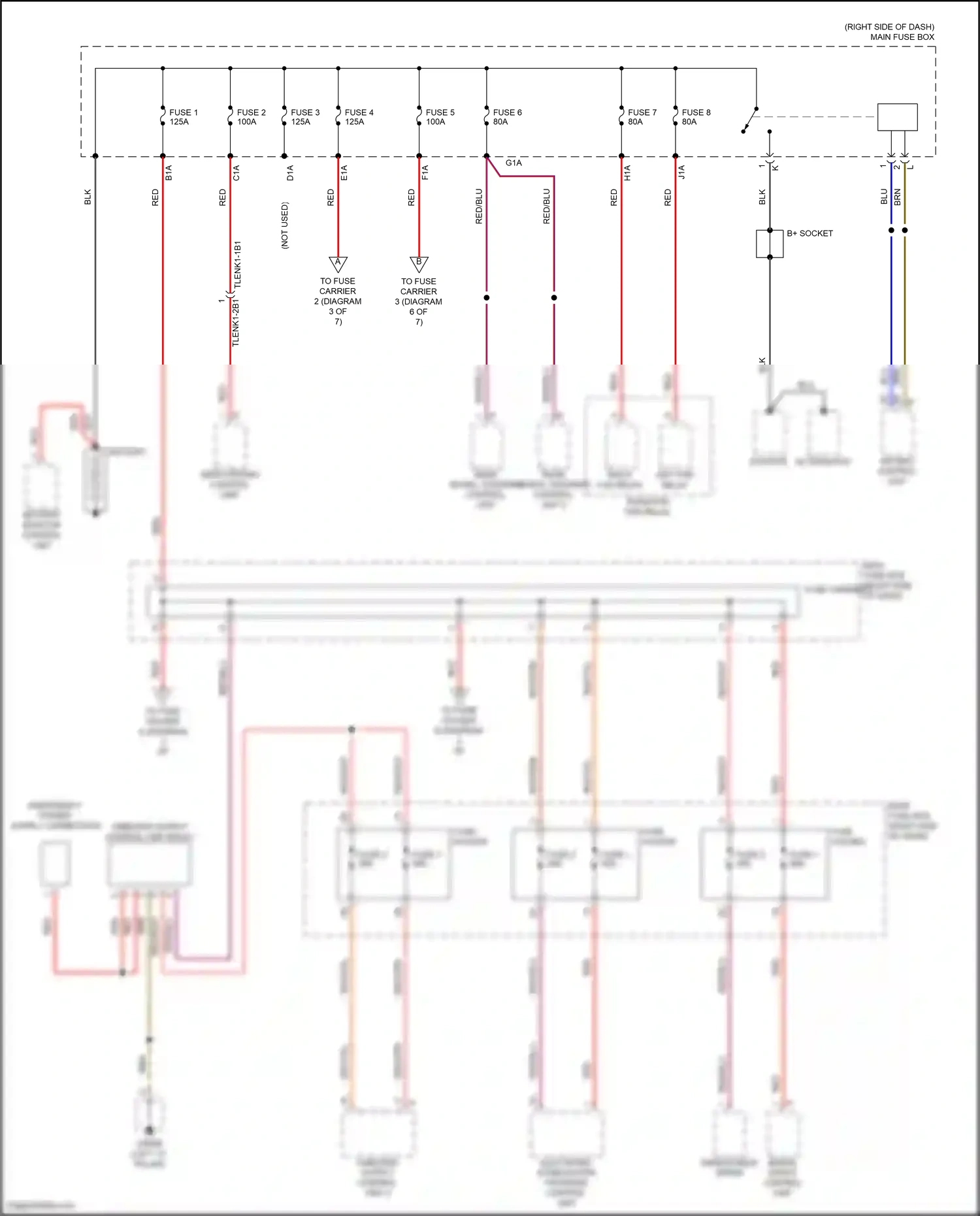 Wiring diagram b+ socket for Porsche 911 GT3 992 (2020-2024) (2 of 3)