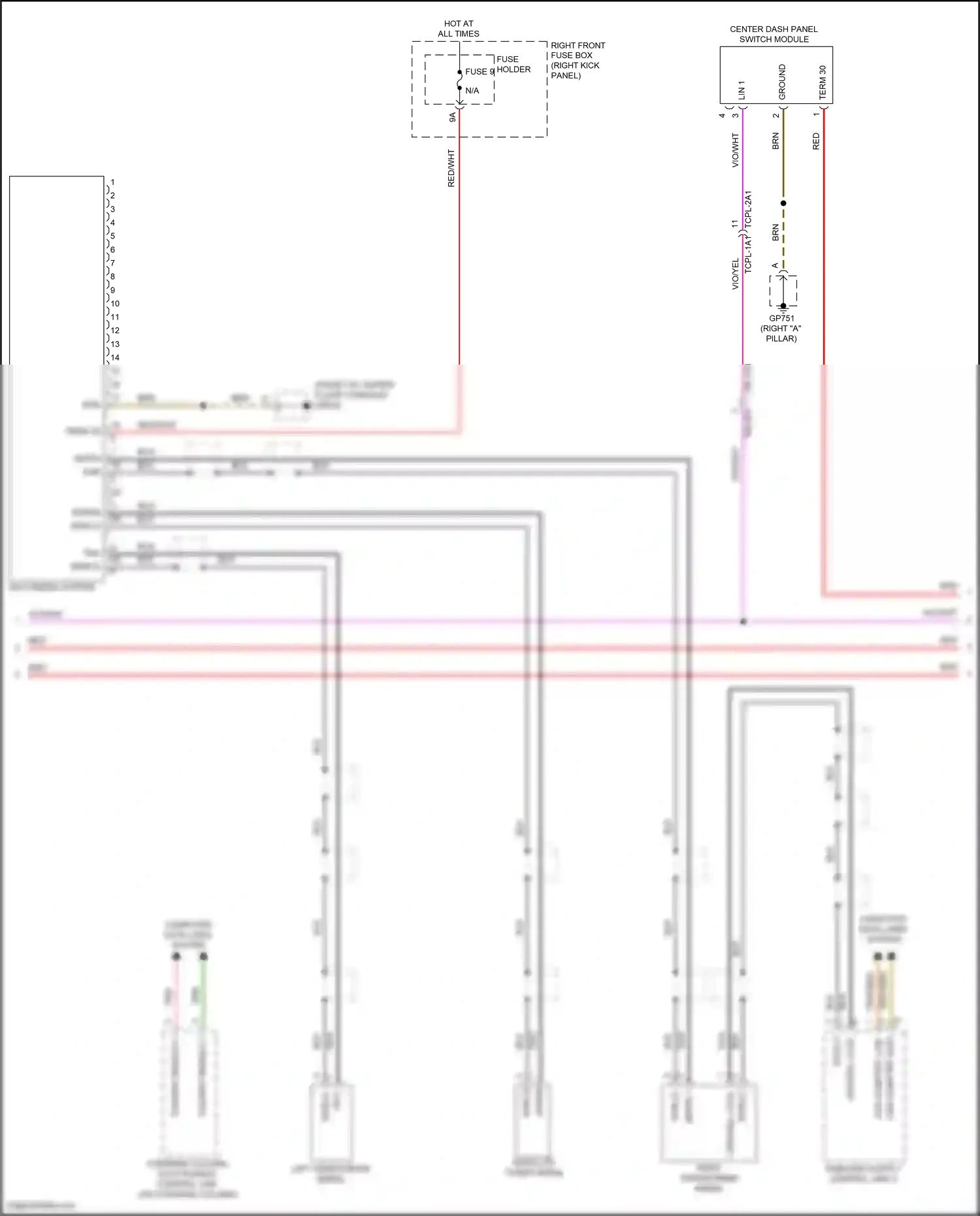 Wiring diagram center dash panel switch module for Porsche 911 GT3 992 (2020-2024) (1 of 5)