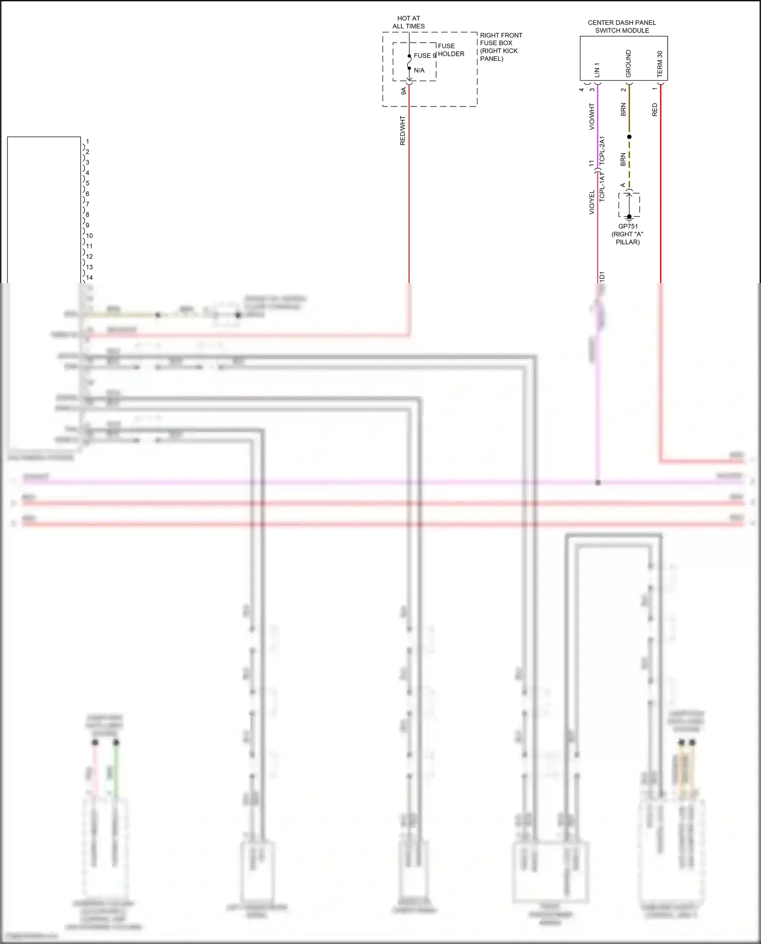 Wiring diagram center dash panel switch module for Porsche 911 GT3 992 (2020-2024) (2 of 5)