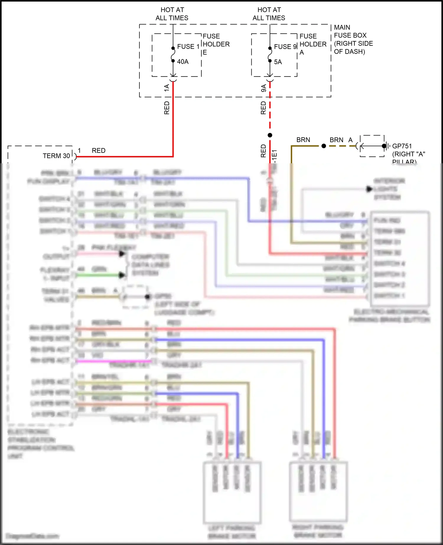 Wiring diagram flexray 1- input for Porsche 911 GT3 992 (2020-2024) (1 of 6)