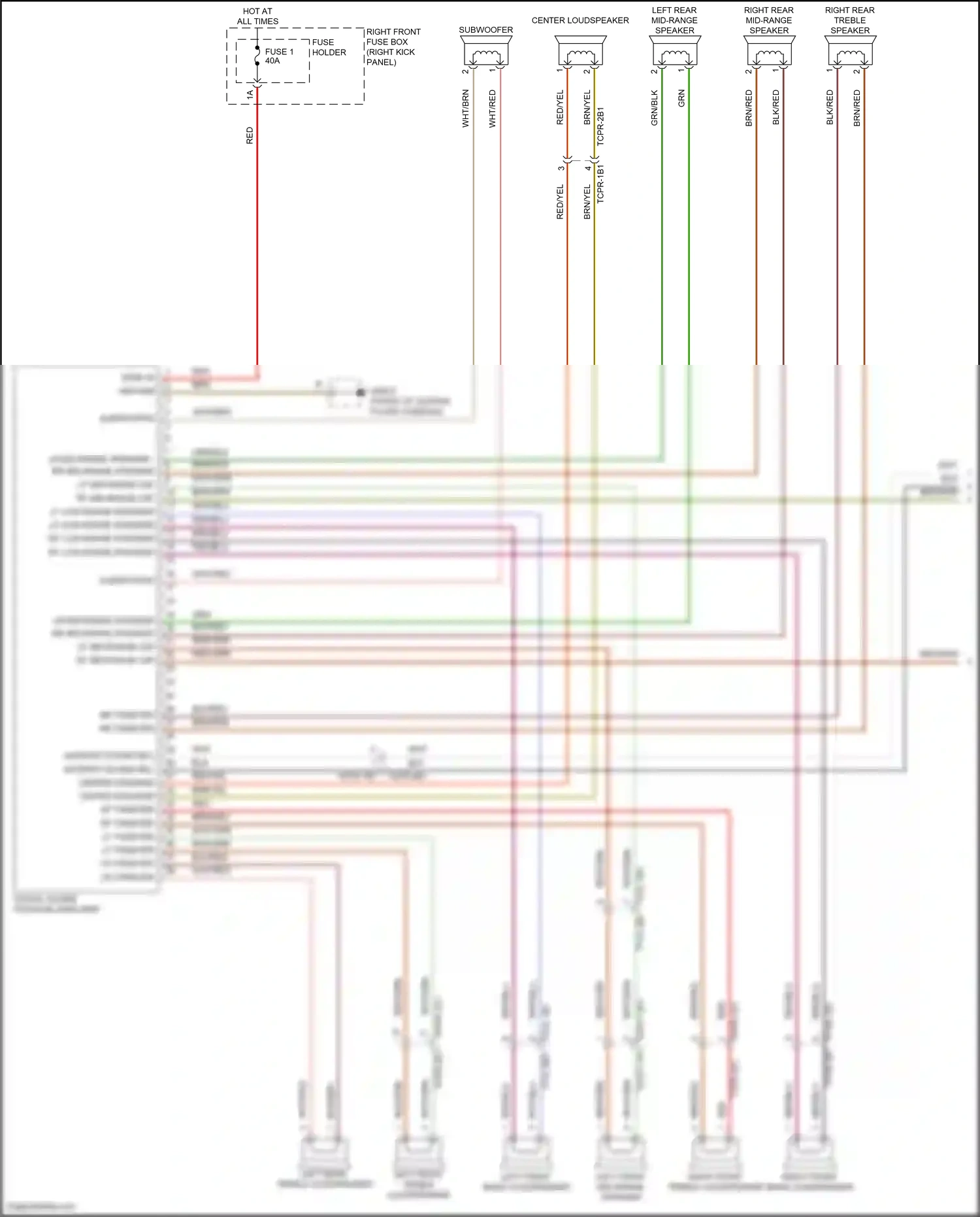 Wiring diagram left front mid-range speaker for Porsche 911 GT3 992 (2020-2024) (1 of 4)